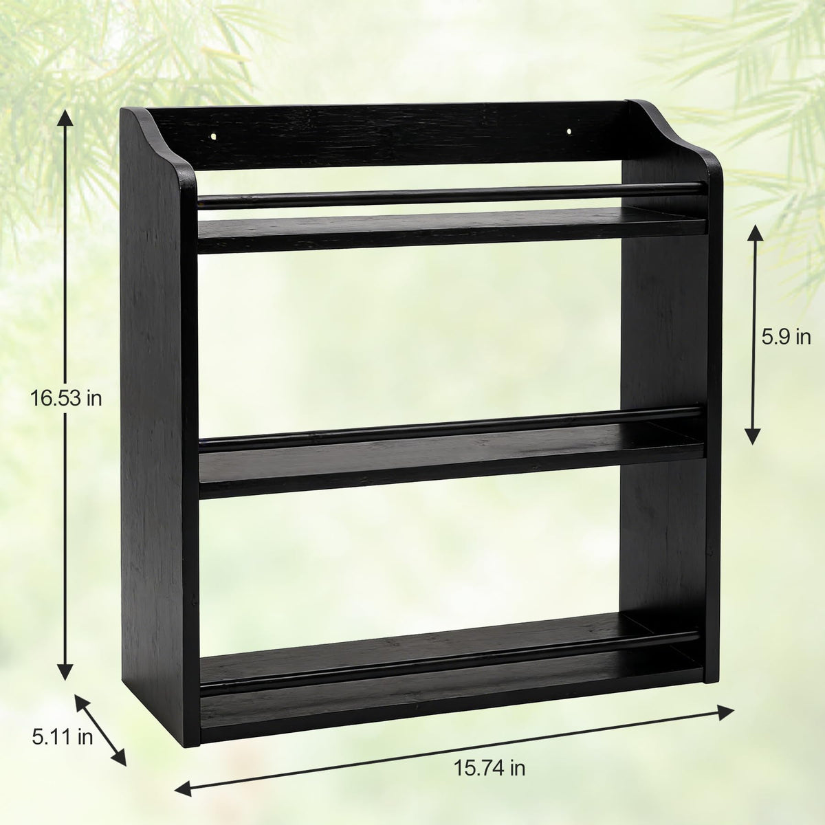 3 Tier Bamboo Spice Rack Wall Mount or Countertop