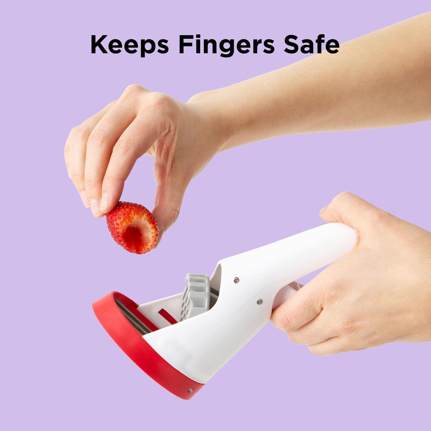 Chef'n Hand-Held Slicer Strawberry Slicester, Updated Design, Cherry/Meringue (102-712-400)