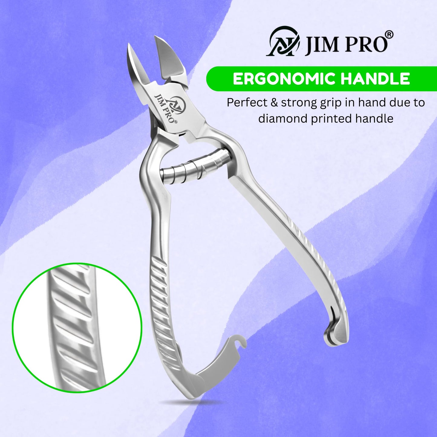 Jim Pro ClipSharp Toenail Cutter - Professional Heavy Duty Nail Clipper for Thick & Ingrown Toenails - Sharp Stainless Steel Blades, Ergonomic Non-Slip Grip for Men & Women/JP-SC-TC-5.5"