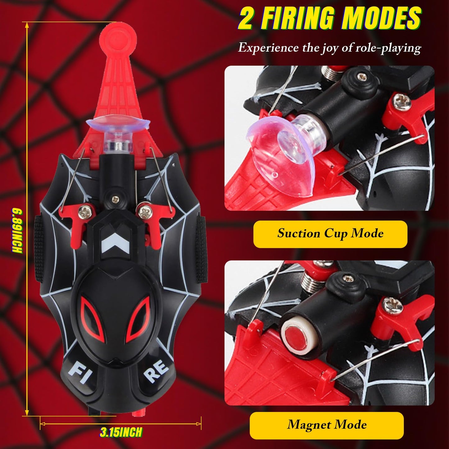 Spider Web Shooters,Web Shooter with Gloves, String Launcher Toy with Real Silk Reel-in Action, Web Launcher Spider String Shooter Toy, Web Shooter with Gloves