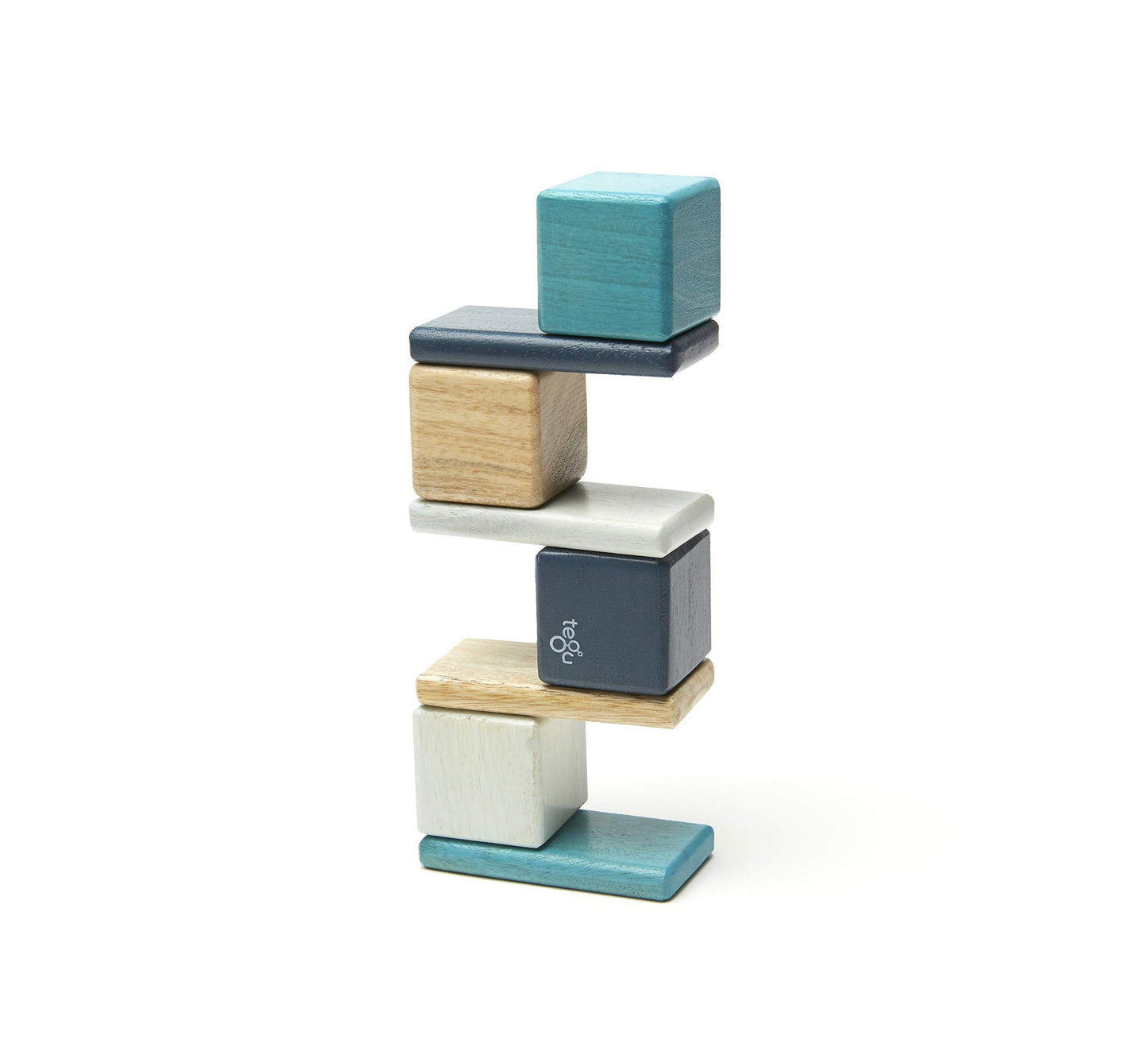 8 Piece Tegu Pocket Pouch Magnetic Wooden Block Set, Blue