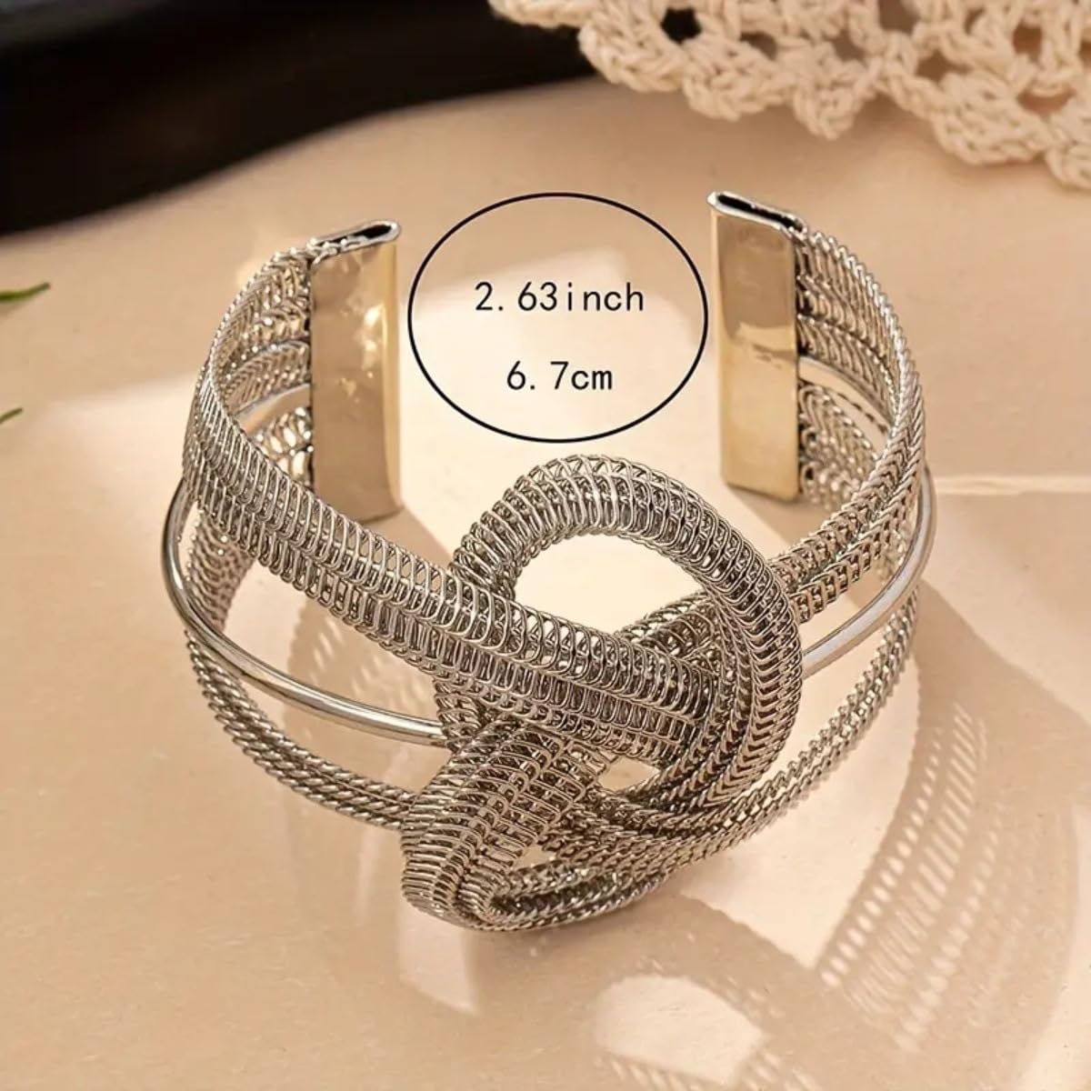 MOEEIJEW Chunky Cuff Bracelets for Women Wide Gold/Silver Cuffs Bangle Hollow Out Adjustable Bracelets Punk Vintage Jewelry (Silver A)