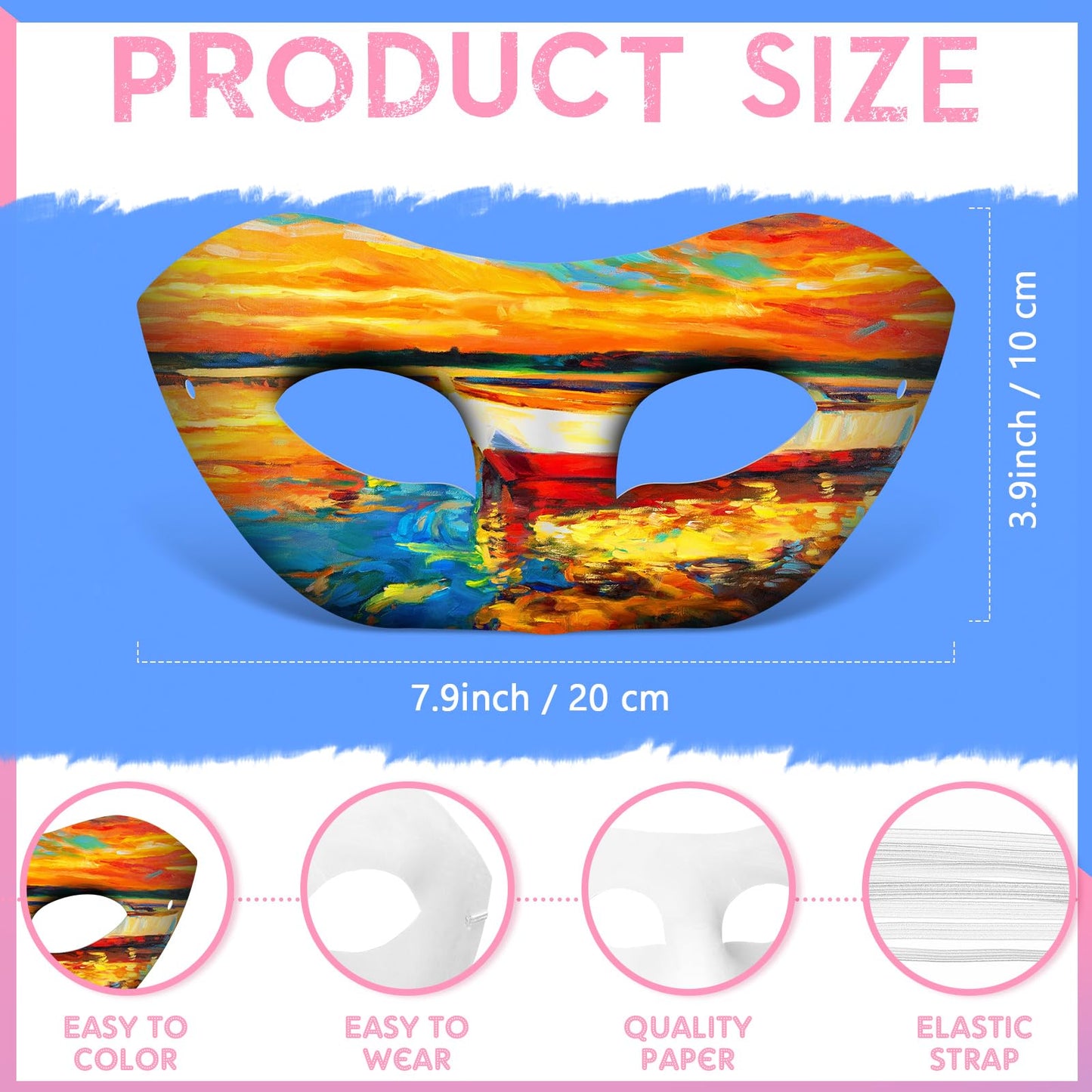 Leyndo 192 Pack Paper Mache Art Mask White Craft Masquerade Masks and Gem Stickers DIY Blank Mardi Gras Halloween Cosplay Party (Half Face Style)