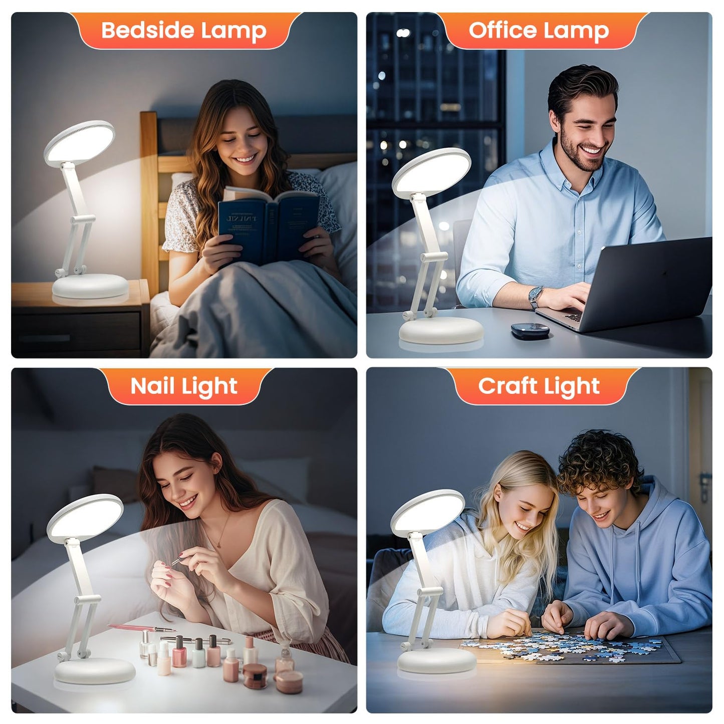One Fire Cordless Desk Lamp,Dimmable Small Battery Powered Lights,3600mAh Rechargeable Wireless Table Lamp,Mini Lamp&Portable Light for Bed,Book Reading,Home for Small Spaces,Nail Light,Craft,Office