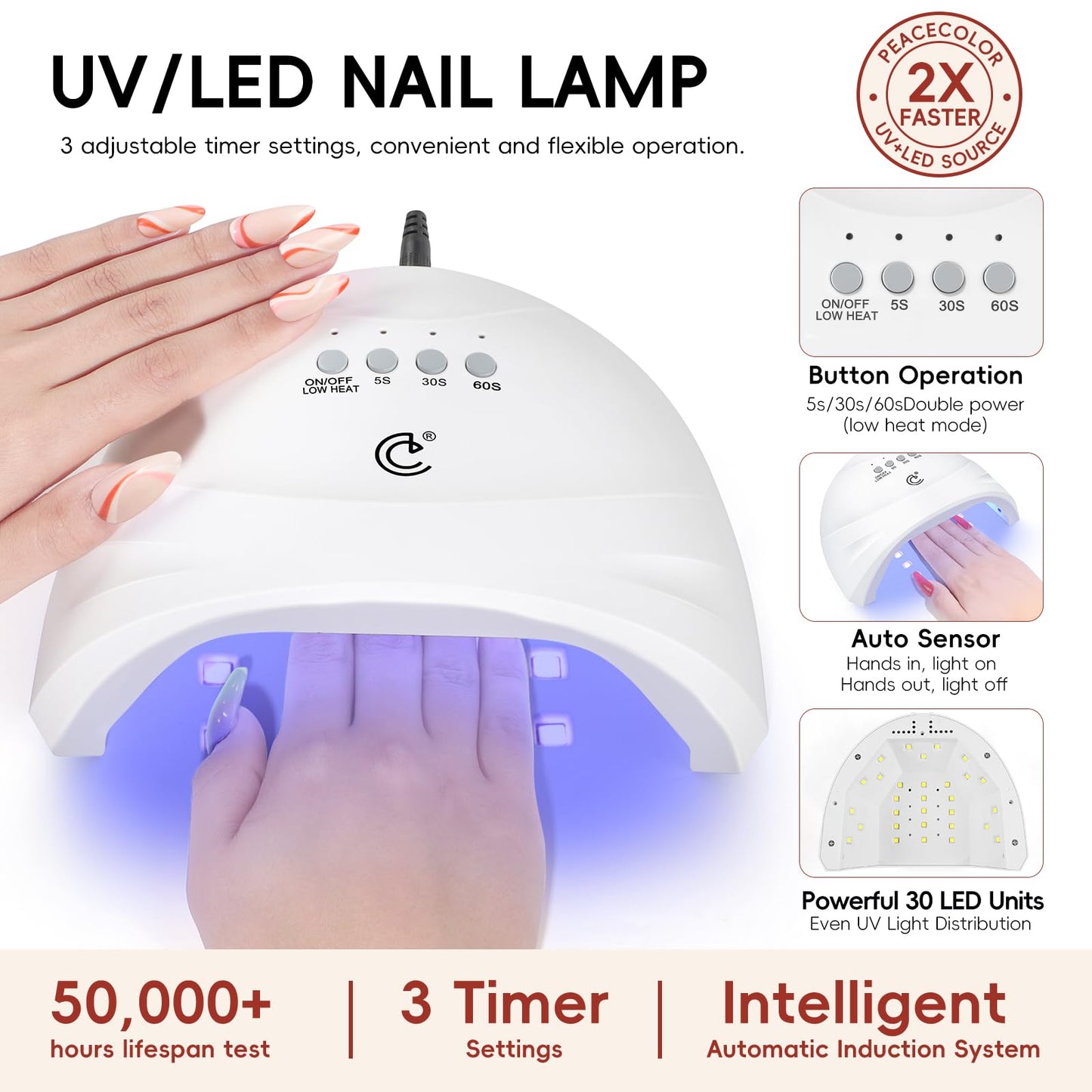 Peacecolor 65PCs Gel Nail Polish Kit with U V Light and Drill, 35 Colors Gel Nail Kit 5PCs Matte/Glossy/Glitter Top Base Coat Nail Rhinestones Manicure Tools Starter Kit Gifts for Women DIY