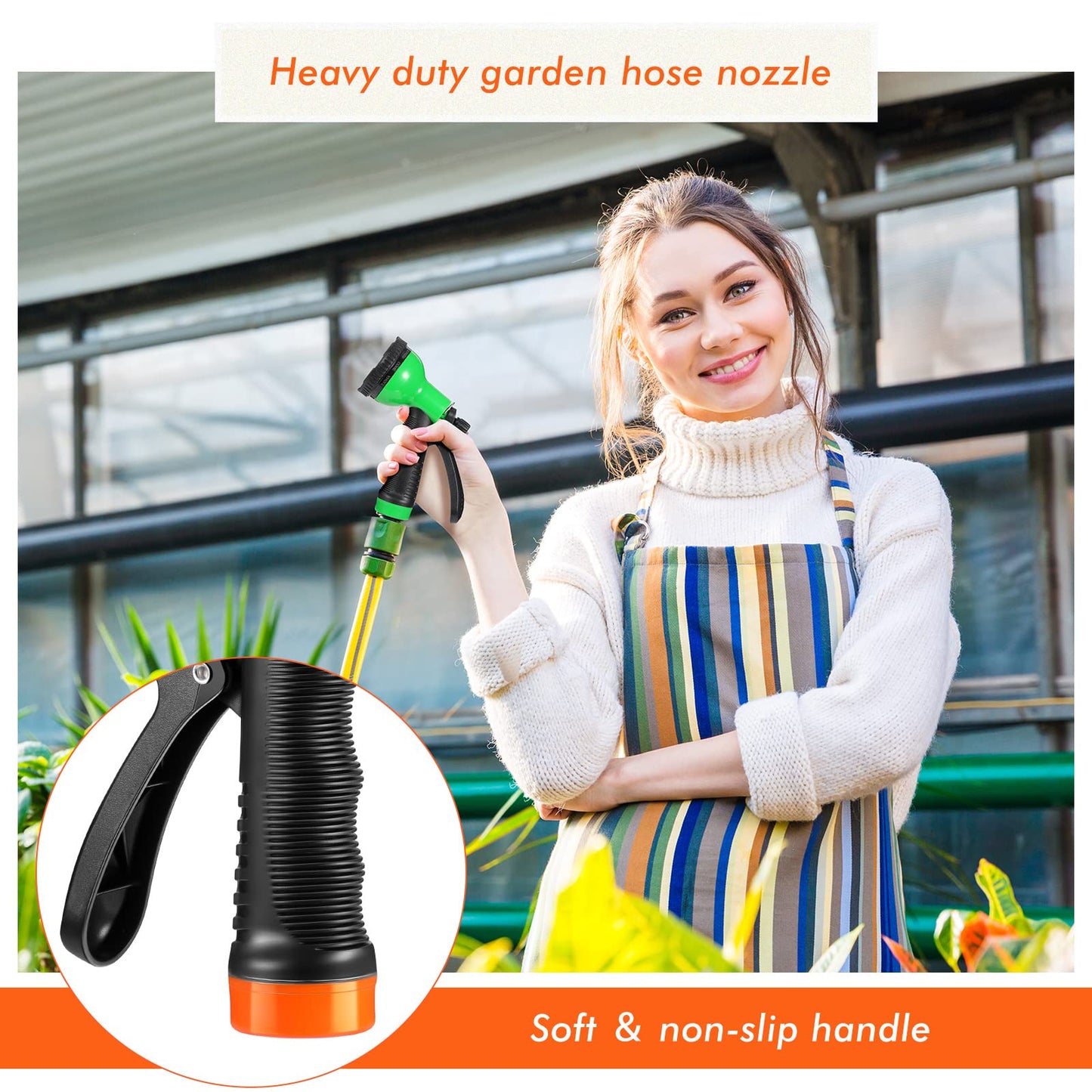 4 Pcs Garden Hose Nozzle Sprayer 10 Adjustable Watering Patterns Heavy Duty High Pressure Water Gun for Watering Plants Washing Cars and Showering Pets