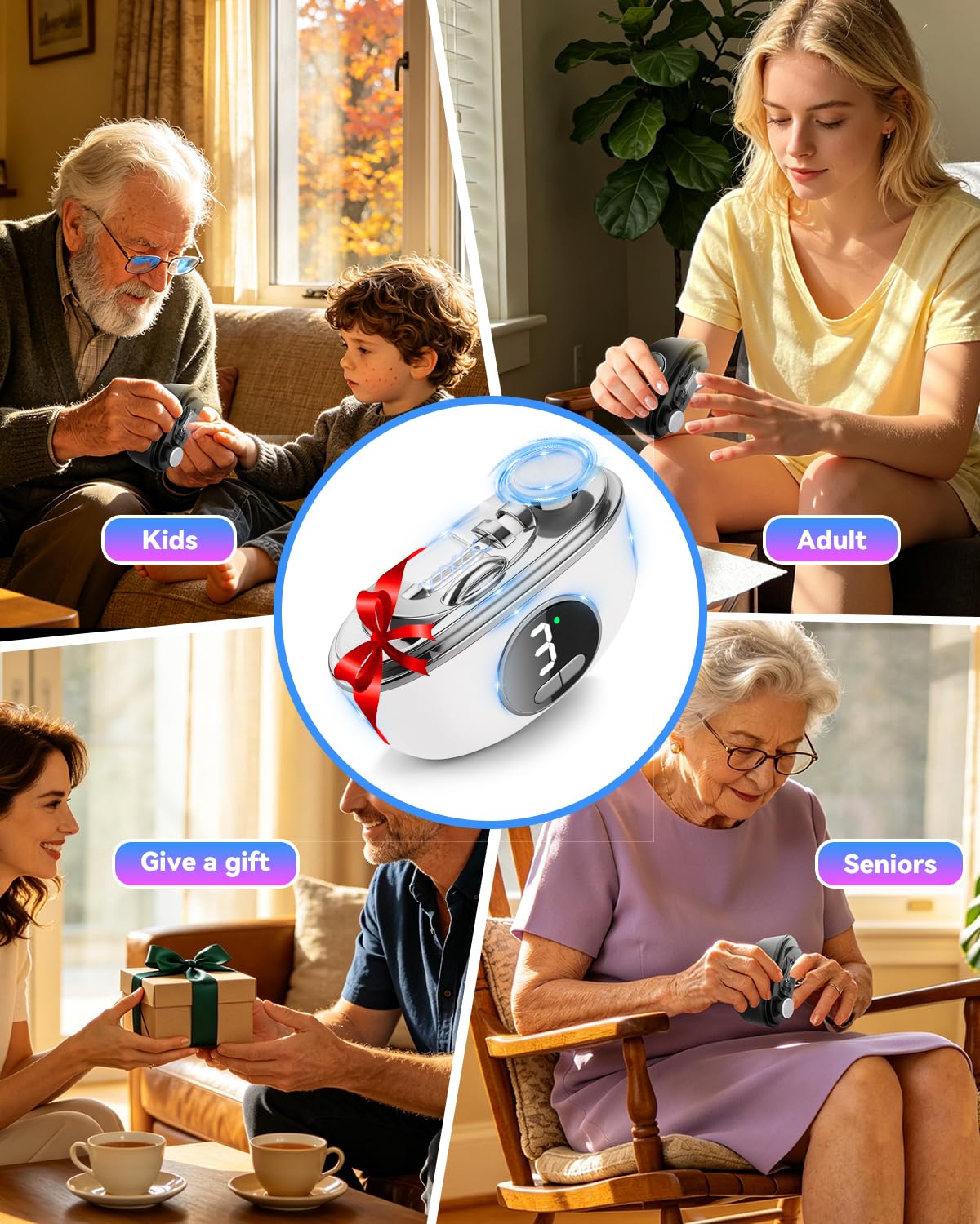 2026 Upgraded 3-in-1 Electric Automatic Nail Clipper【5.0 German Power Motor】【3 Smart Modes & Double-Blade】【Safe Nail Trimmer Polishing】 with LED Light & Dust Storage, Quiet & Gentle for Senior