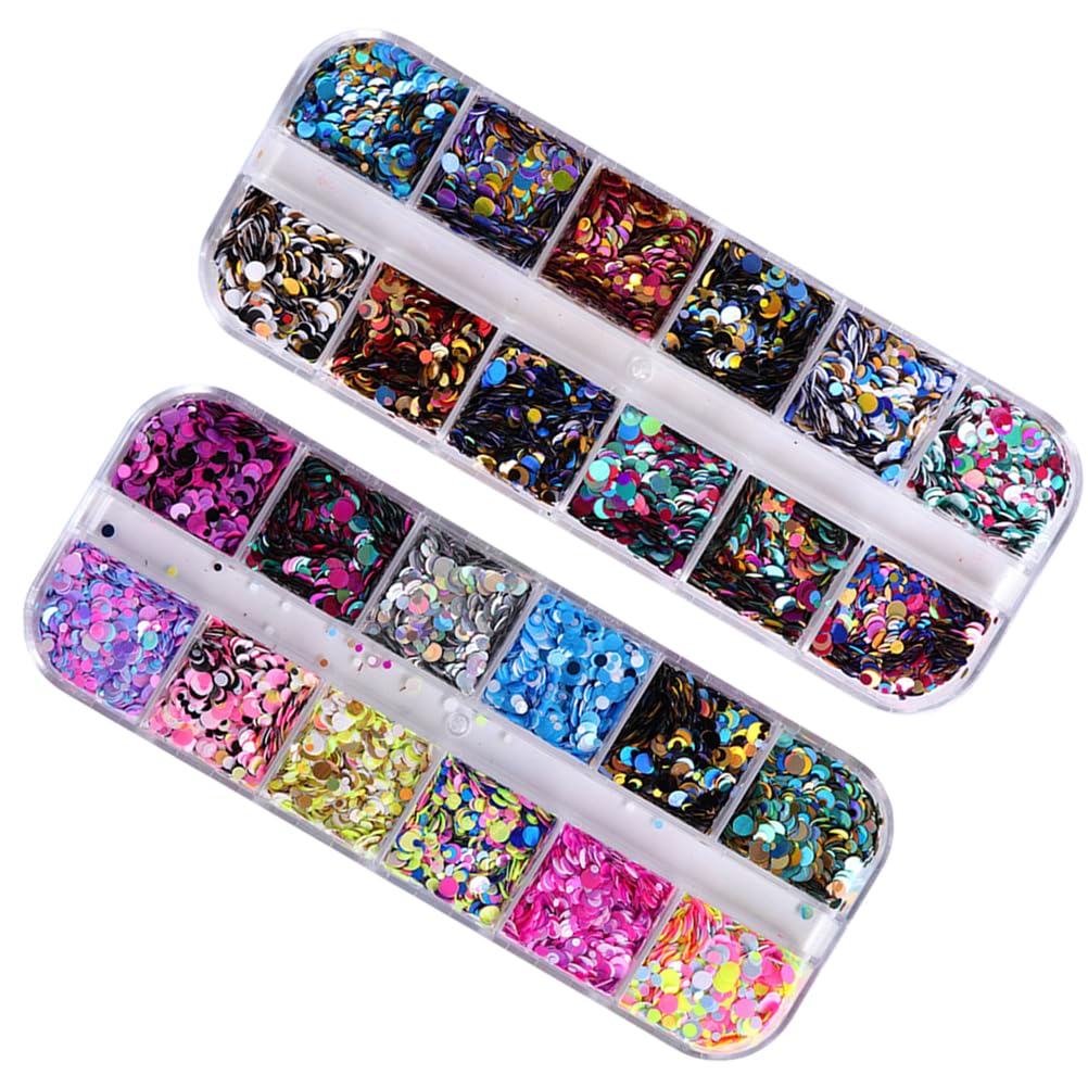 3 Boxes Circle Stickers Gem Stickers Round Nail Glitter Nail Decorations Glitter Paillette Nail for Nail Art Jewelry Kit Thin Nail Sequins Round Variety Decorate