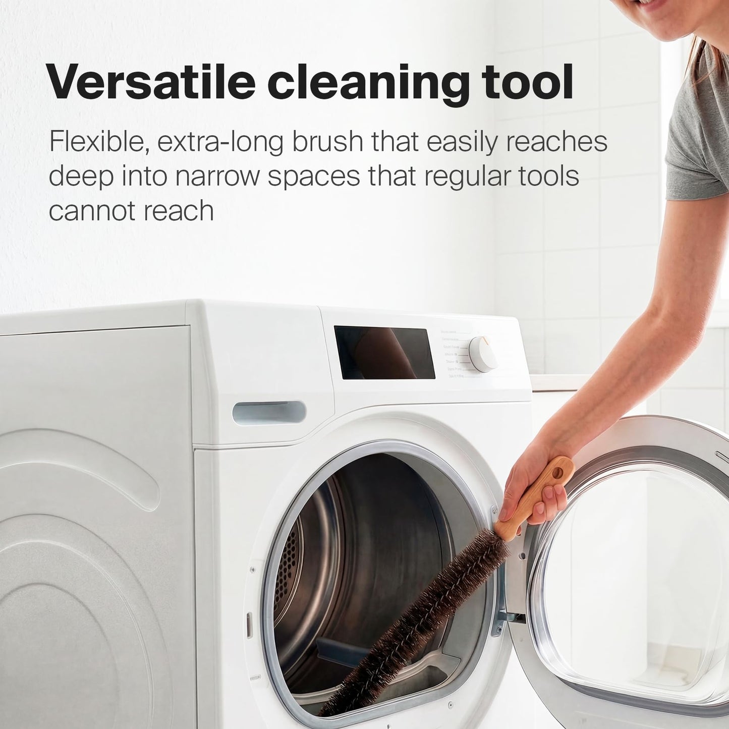KONEX 44" Dryer Vent Cleaner Brush Flexible Lint Trap Cleaning Tool with Horsehair Bristles