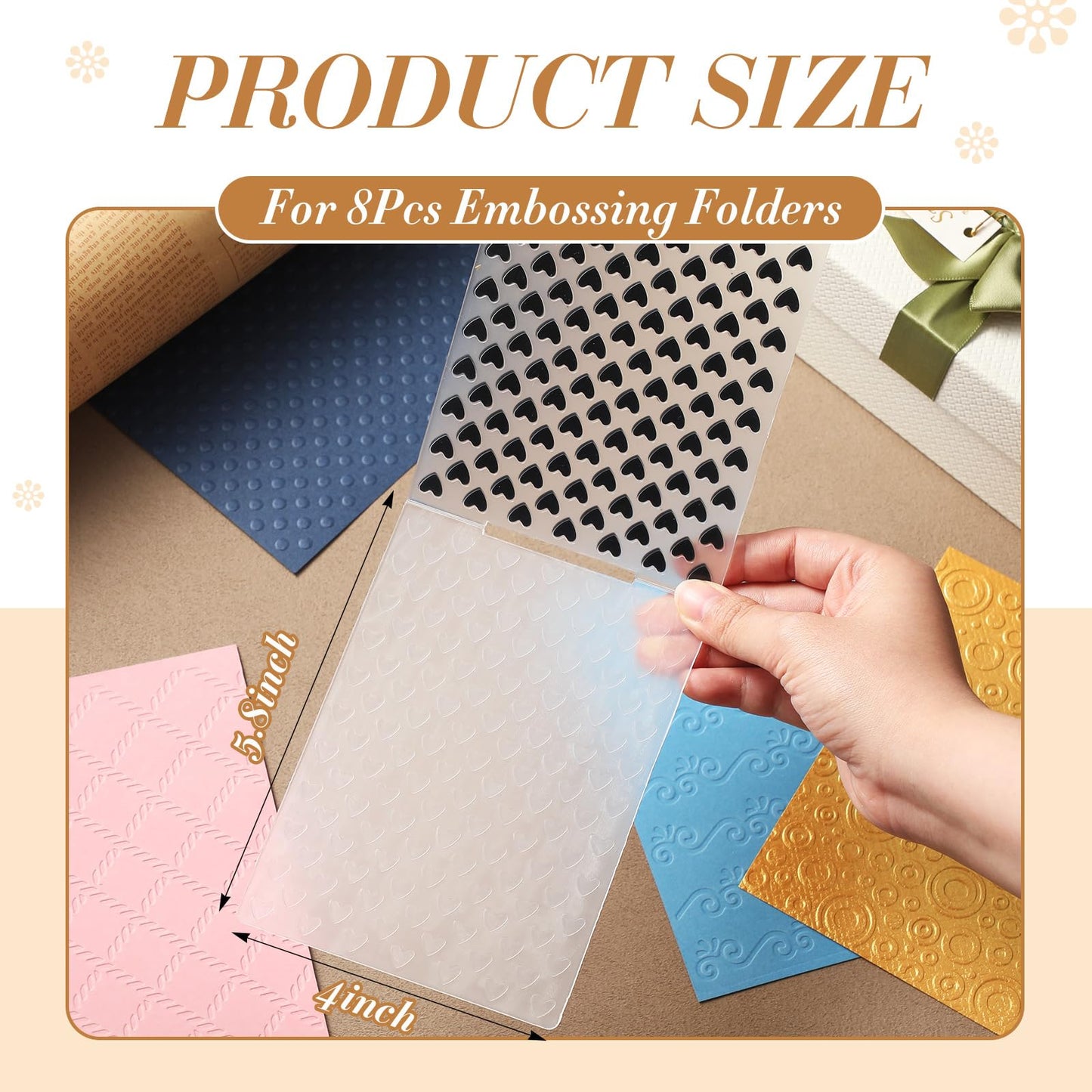 Geiserailie 8 Pcs Embossing Folders 2d/3D Embossing Machine Template Paper Card Folder for DIY Making Flower Scrapbook Photo Album Craft Decoration 5.9 x 4.1/6.9 x 4.9 Inch (Classic Style)