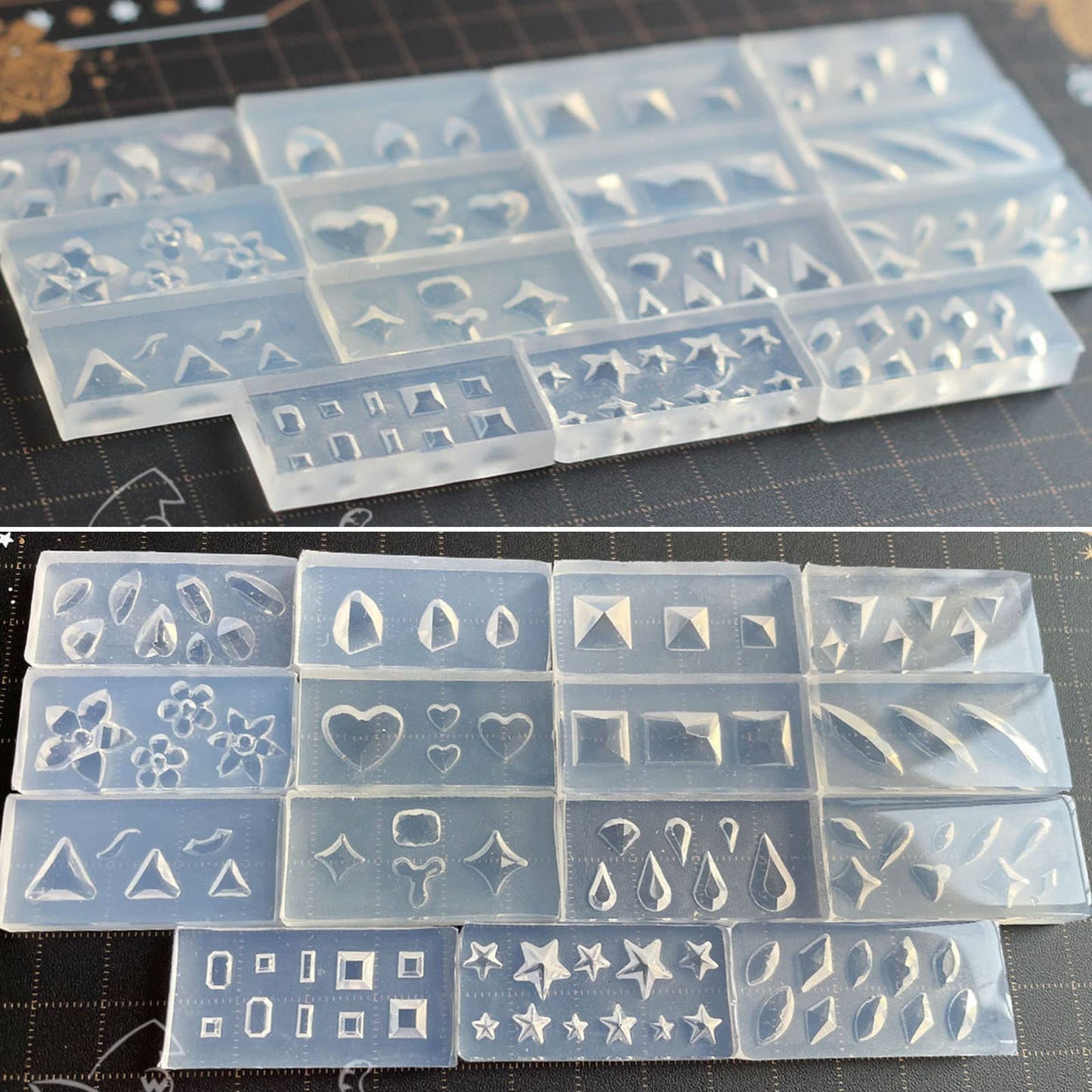 Unahtinr 15Pcs Mini Faceted Gem Heart Silicone Molds Nail Art Carving Mold Suitable for DIY Nail Art Decoration Supplies Tool