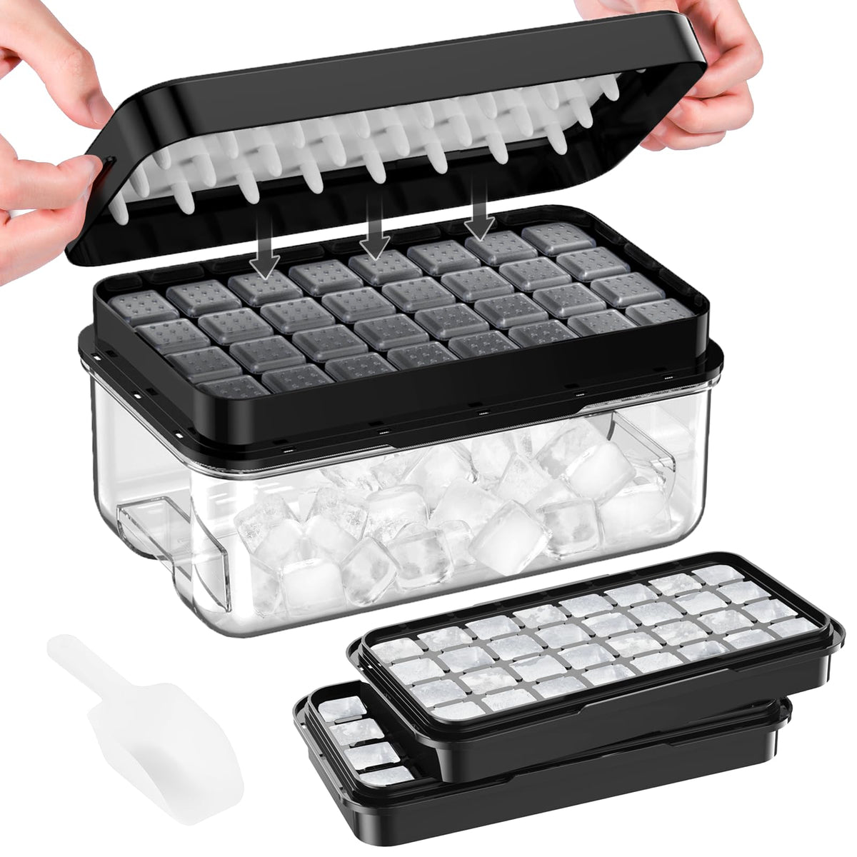1" Ice Cube Tray with Lid and Bin