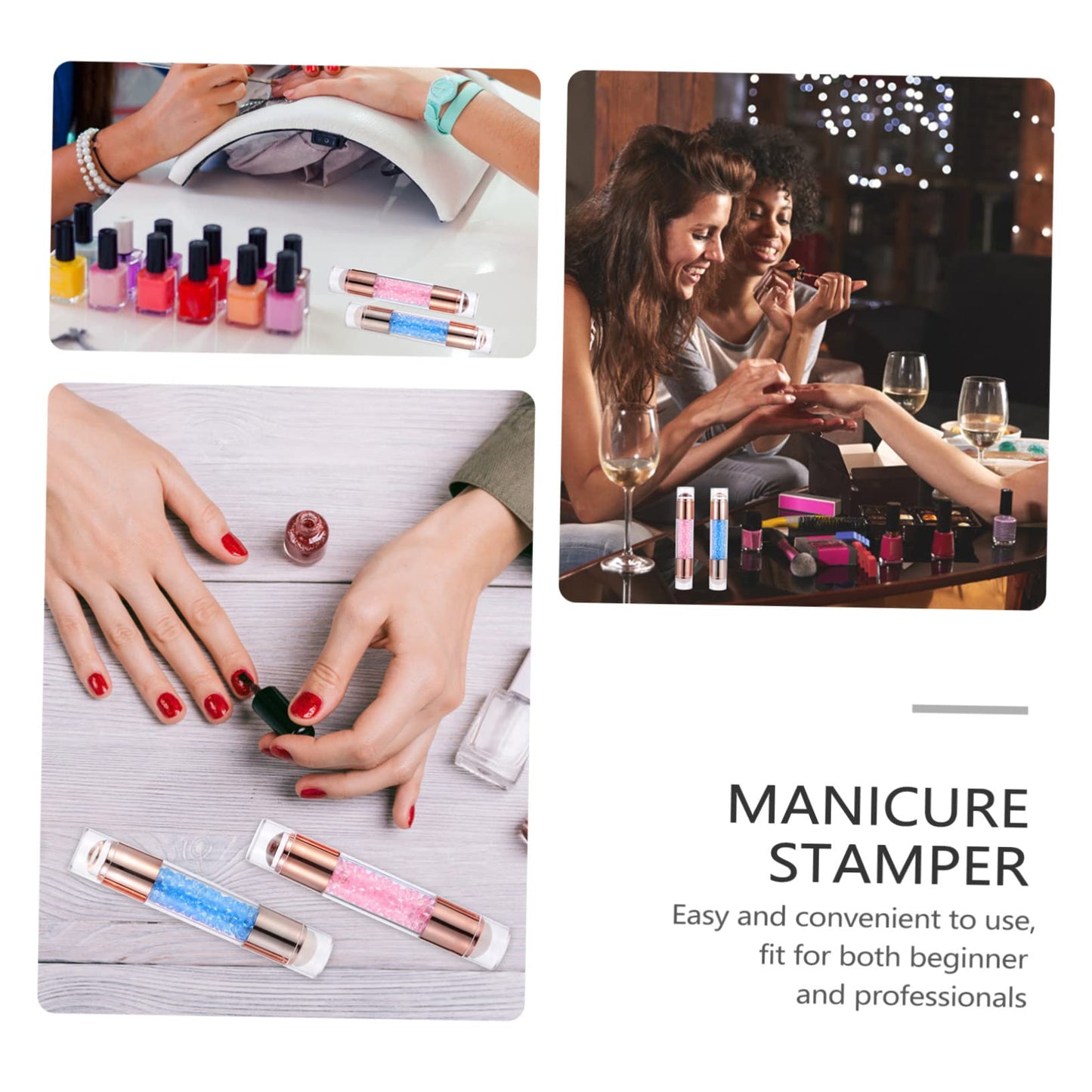 2Pcs Dual-Ended Nail Art Silicone Stamper Set for Diy Manicure Clear Stamping Tools for Home and Salon Use