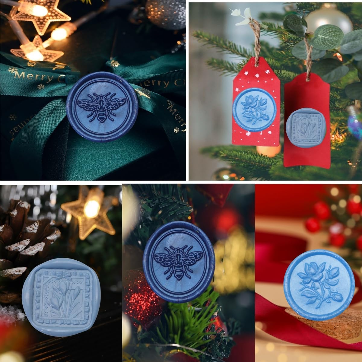 Sealing Wax Beads Kit, Atopbb 300pcs Mixed Blue Color Wax Seal Beads, 1pcs Wooden Wax Seal Warmer, 1pcs Melted Spoon and 10pcs Tea Candles for Wax Sealing Stamp Kit (300, Mixed Blue)