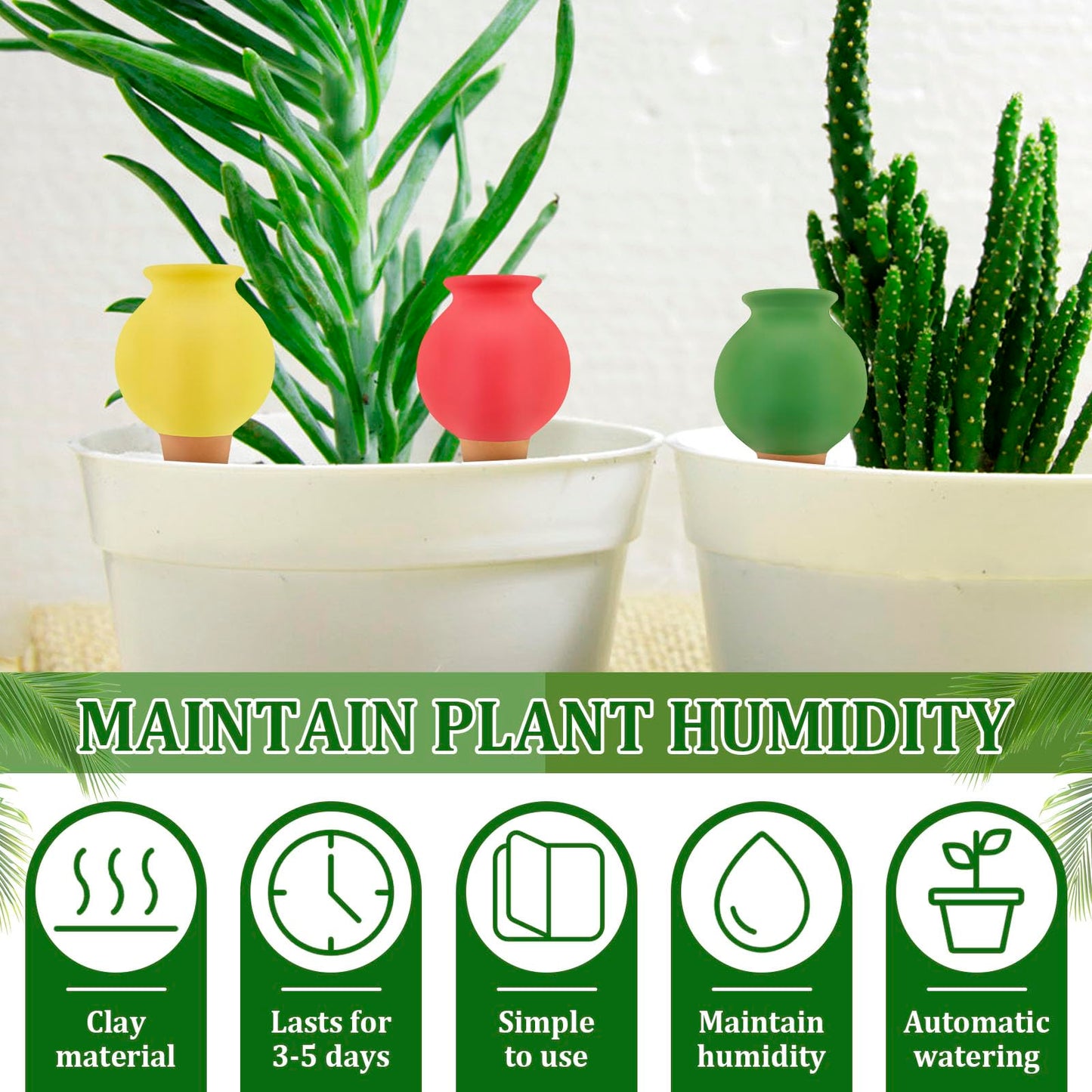 KOUISYY 8PCS Terracotta Watering Spikes, Self Watering Planter Insert Irrigation Dripper, Automatic Watering Devices, Watering Globes for Indoor Outdoor Garden Office Potted