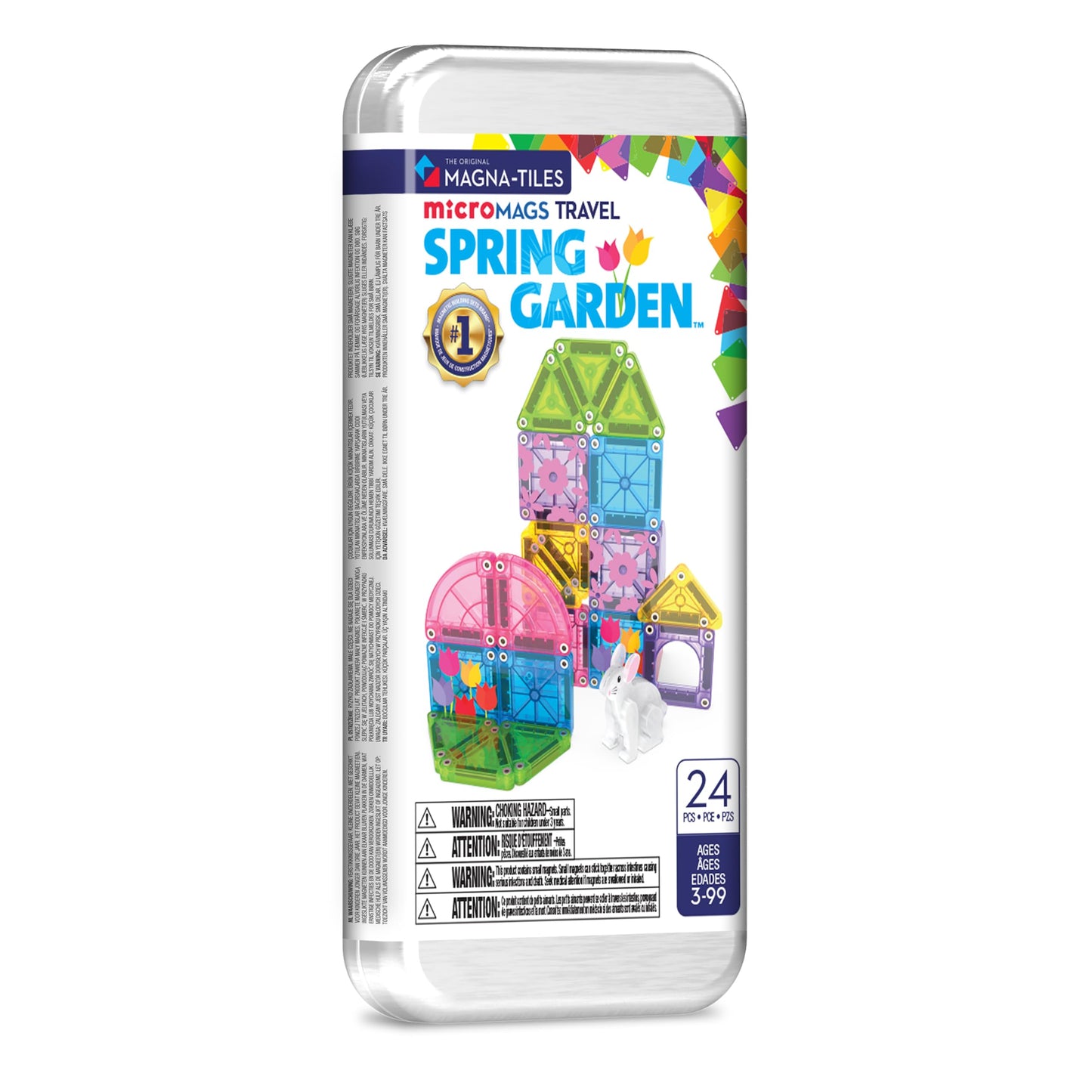 Magna-Tiles microMAGS 24-Piece Spring Garden Travel Set, The Original Magnetic Building Brand