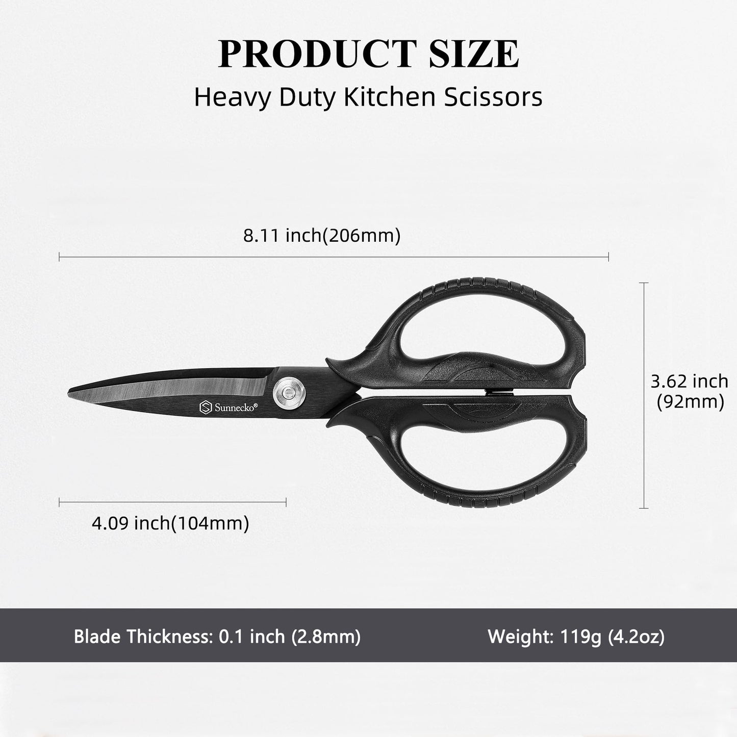 Sunnecko Kitchen Scissors All Purpose Heavy Duty Scissors Titanium Coated, Kitchen Shears for Food, Micro Serrated with Detachable Blades
