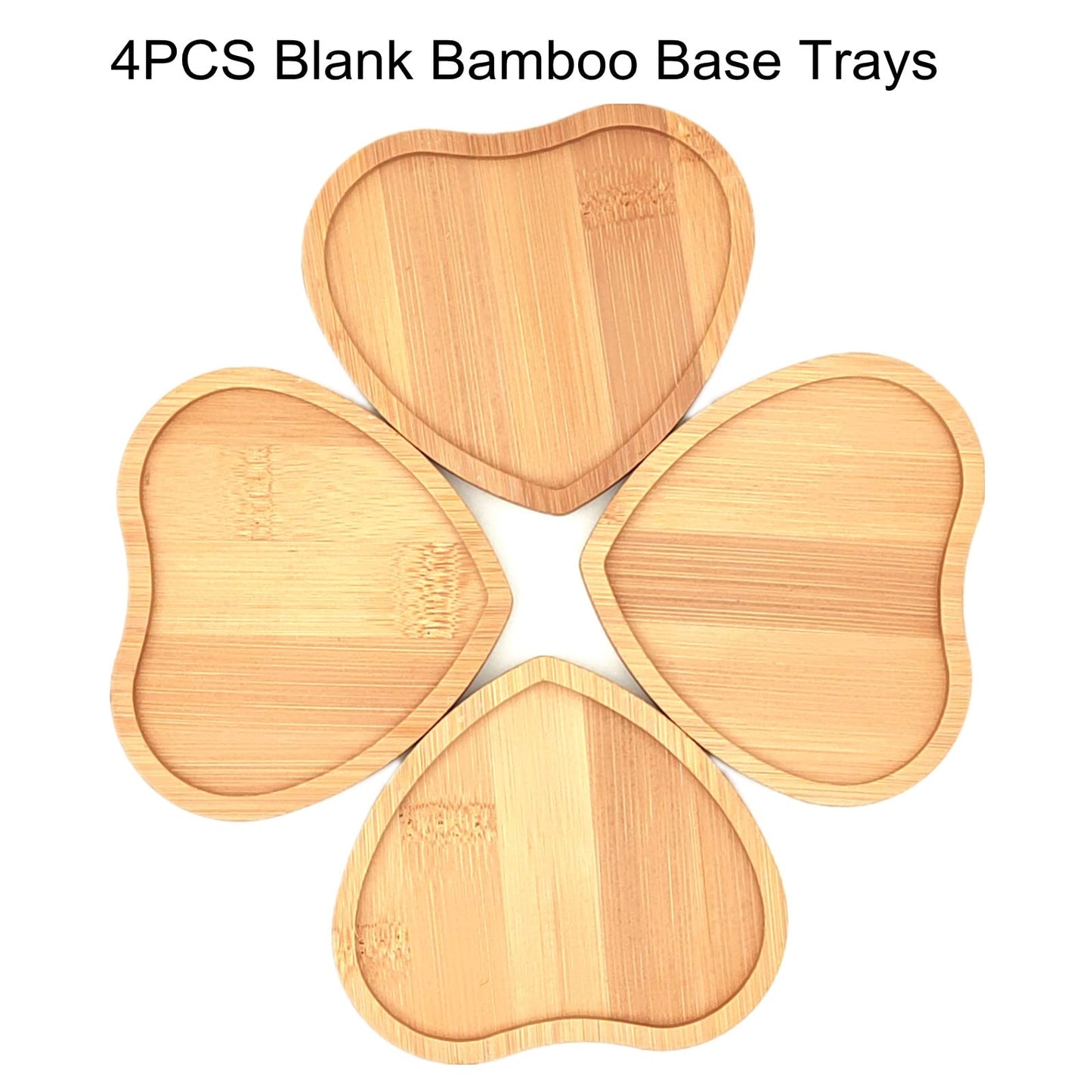 4PCS Mosaic Bamboo Coasters for Crafts, Blank Base Trays, Drinking Cup Coaster, Plant Coaster, Art Plate,DIY Mosaic Supplies (Heart)