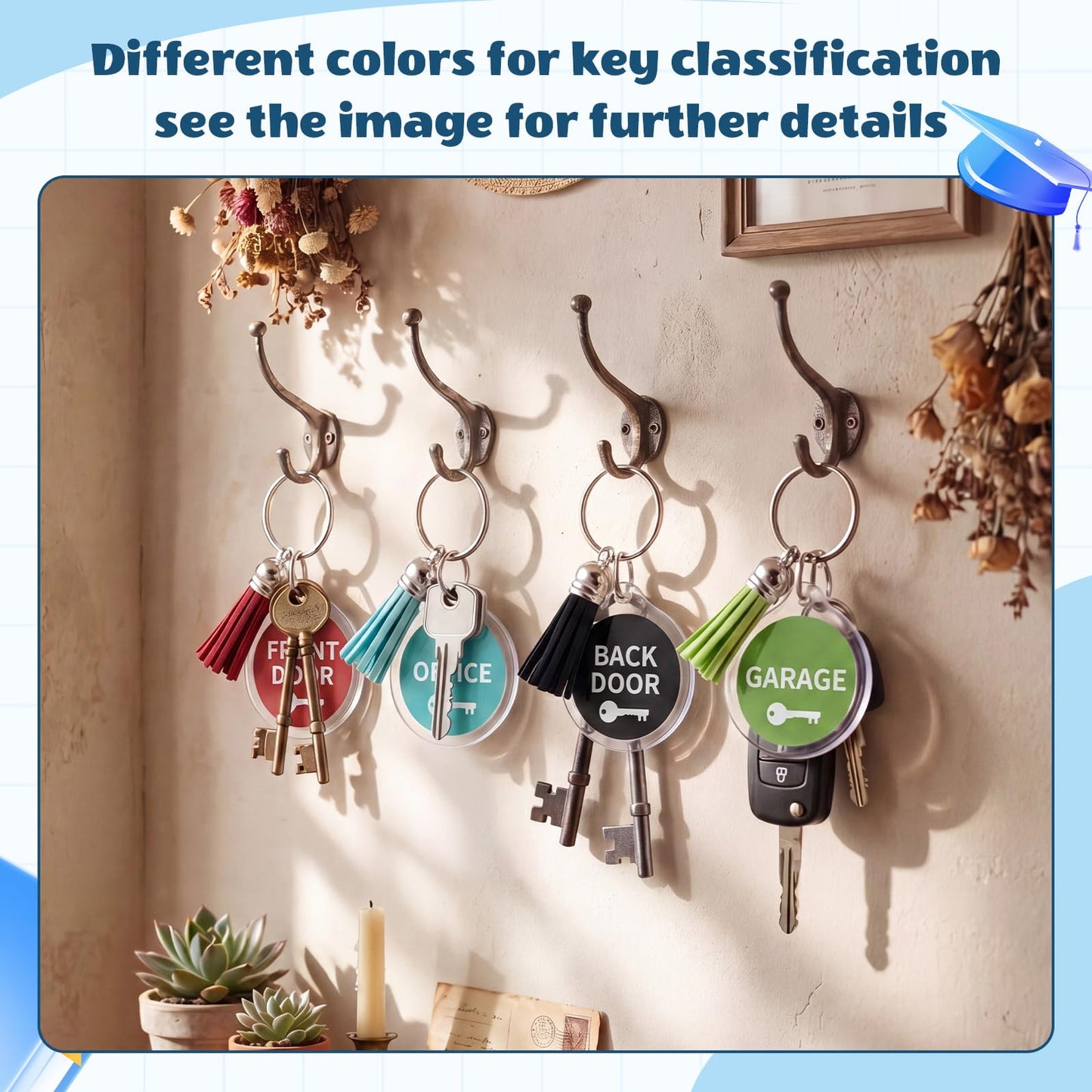 Yaomiao 50 Set Acrylic Photo Frame Keychain with Tassels, Custom Insert Photo Keyring Clear Blank Picture Keyring (Round)