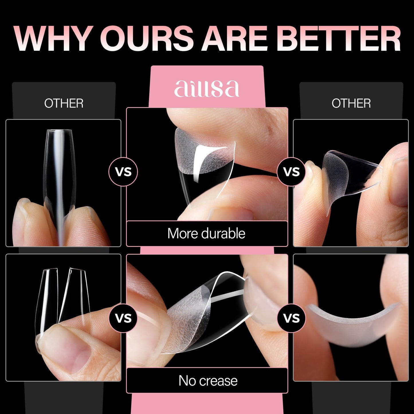 AILLSA Extra Short Almond Nail Tips for DIY Beginners - 12 Sizes 120pcs Half Matte False Nail Tips Pre-shaped Short Nails Tips, Acrylic Fake Press on Nails Extension