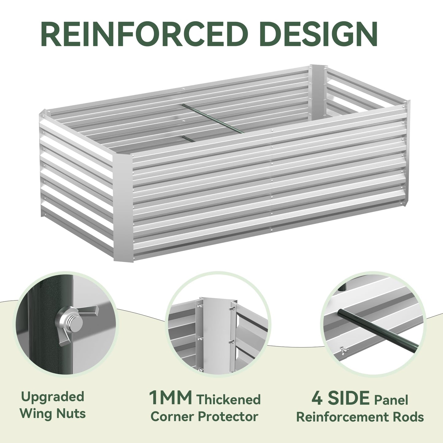 Raised Garden Bed with Self-Watering System, 6x3x2 ft Elevated Planter Boxes Outdoor with PE Cover, Galvanized Raised Beds for Gardening,Vegetables,Flowers, Backyard, Patio