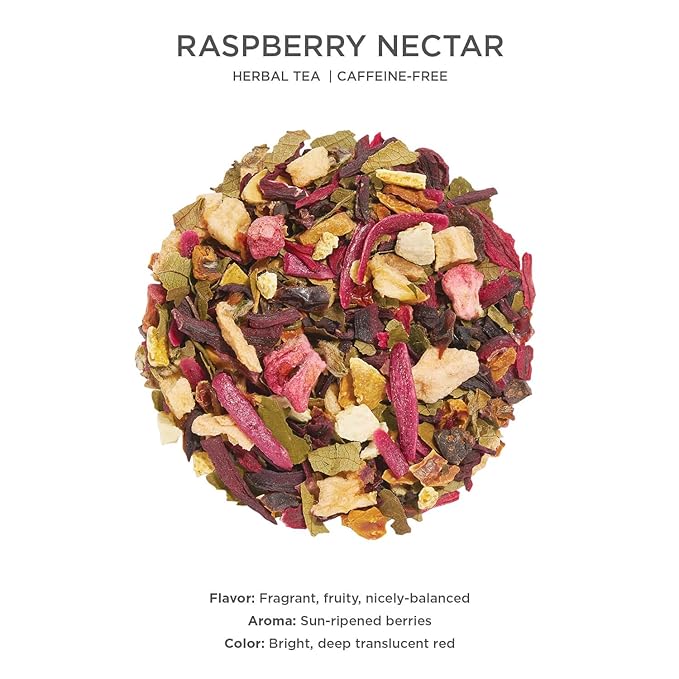 Tea Forte Raspberry Nectar Premium Loose Leaf Caffeine-Free Herbal Tea Blend Canister, Makes 35-50 Cups