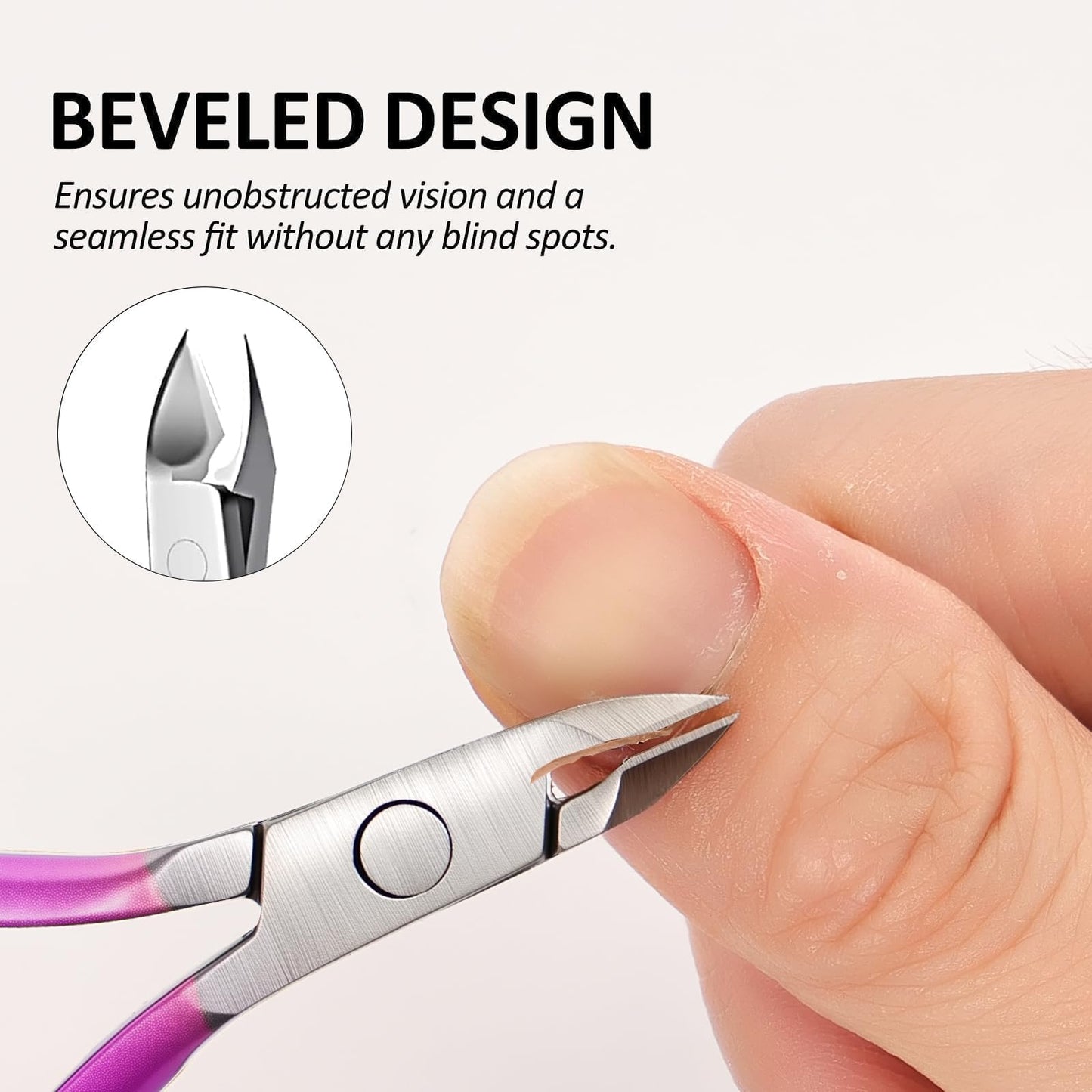 Cmetta Cuticle Nipper, Polished Coated Durable Trimmer with Pusher, Nail Clipper with Fine Edge, Comfort Grip Cuticle Cutter and Remover Tool Kit for Nail Care (Rose+ Blue+ Pusher)