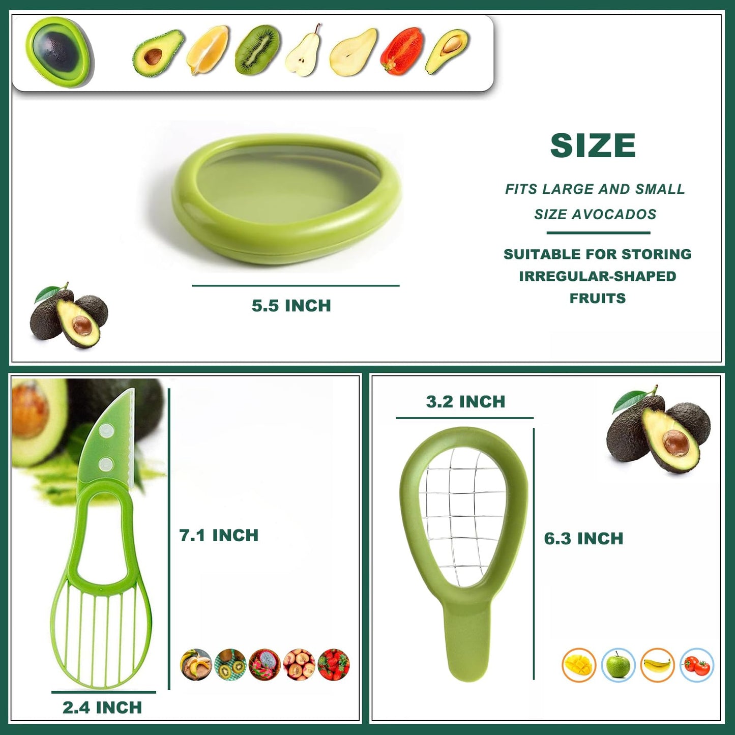Avocado Slicer Tools 3 PCS - Avocado Saver for Fridge to Keep - Avocado Slicer for Peeler Pitter - Avocado Cutter for Cuber Dicer - Fruit Vegetable Avocado Tools-Kitchen Gadgets