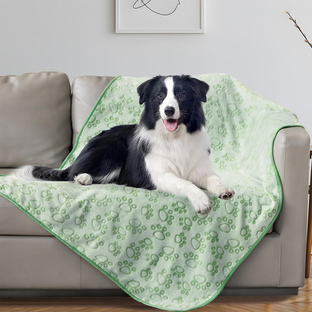 Stuffed Large Brown Premium Soft Dog Blanket, with Flannel Cute Paw Print, 43 * 66 inches, Cat Blanket Maltipoo Puppy Essentials