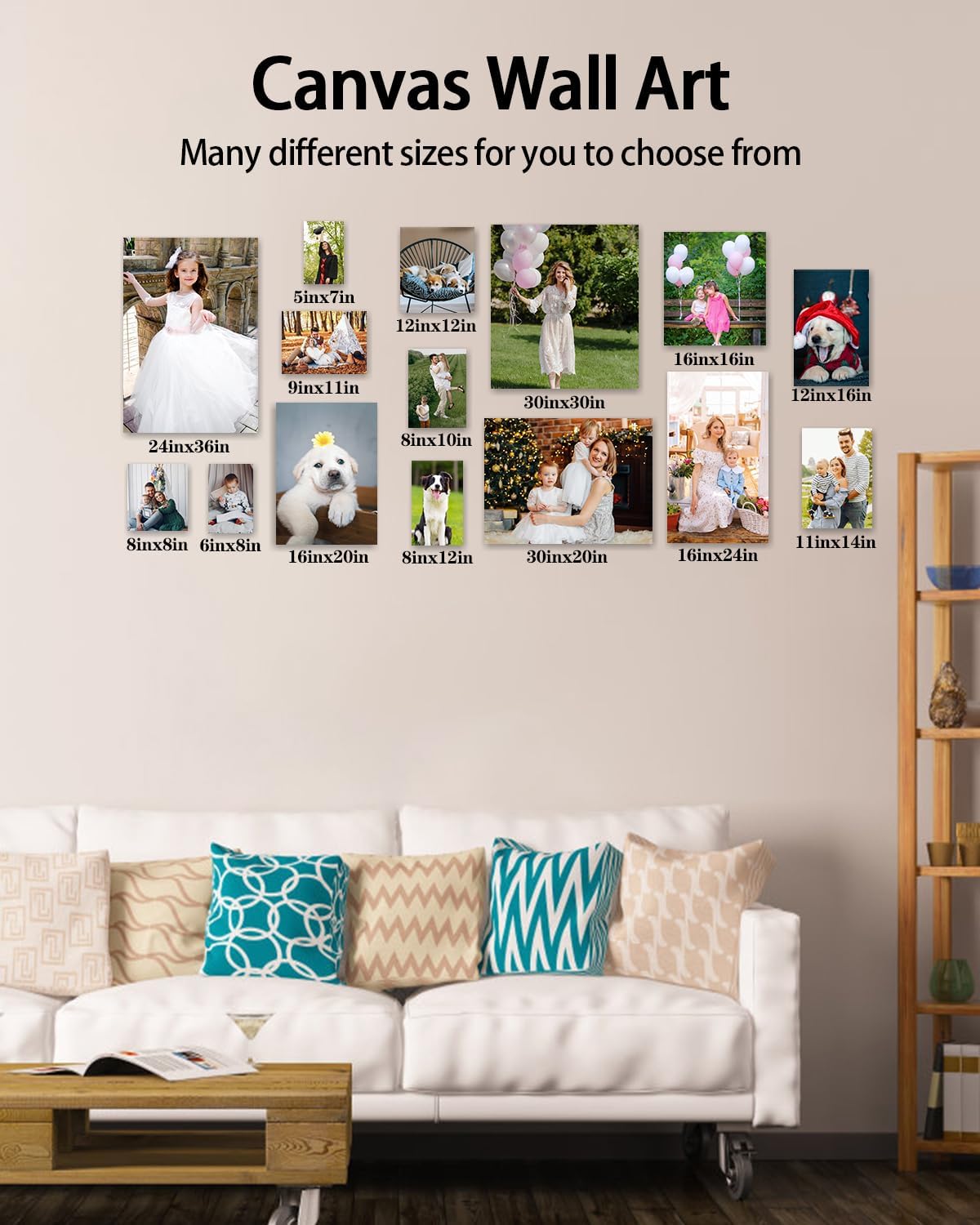 AbcCustomize Canvas Prints with Your Photos, Personalized Photo To Canvas Print for Bedroom, Living Room, Farmhouse Office Decor,Custom Canvas Wall Art for Gifts & Keepsakes, Ready to Hang