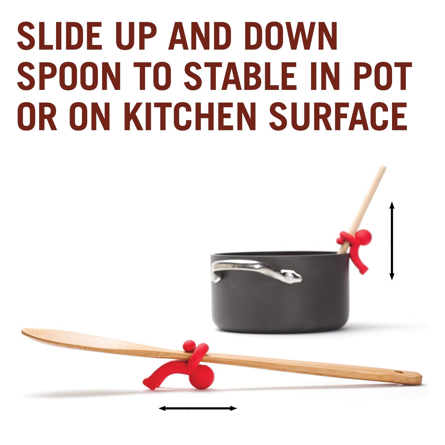 Hug Doug Spoon Saver | Spoon Holder and Lid Lifter Stopping The Spoon from Falling in | Silicone Spoon Rest | Stove Spoon Holder | Cool Kitchen Gadgets & Cute Kitchen Accessories | by Monkey Business