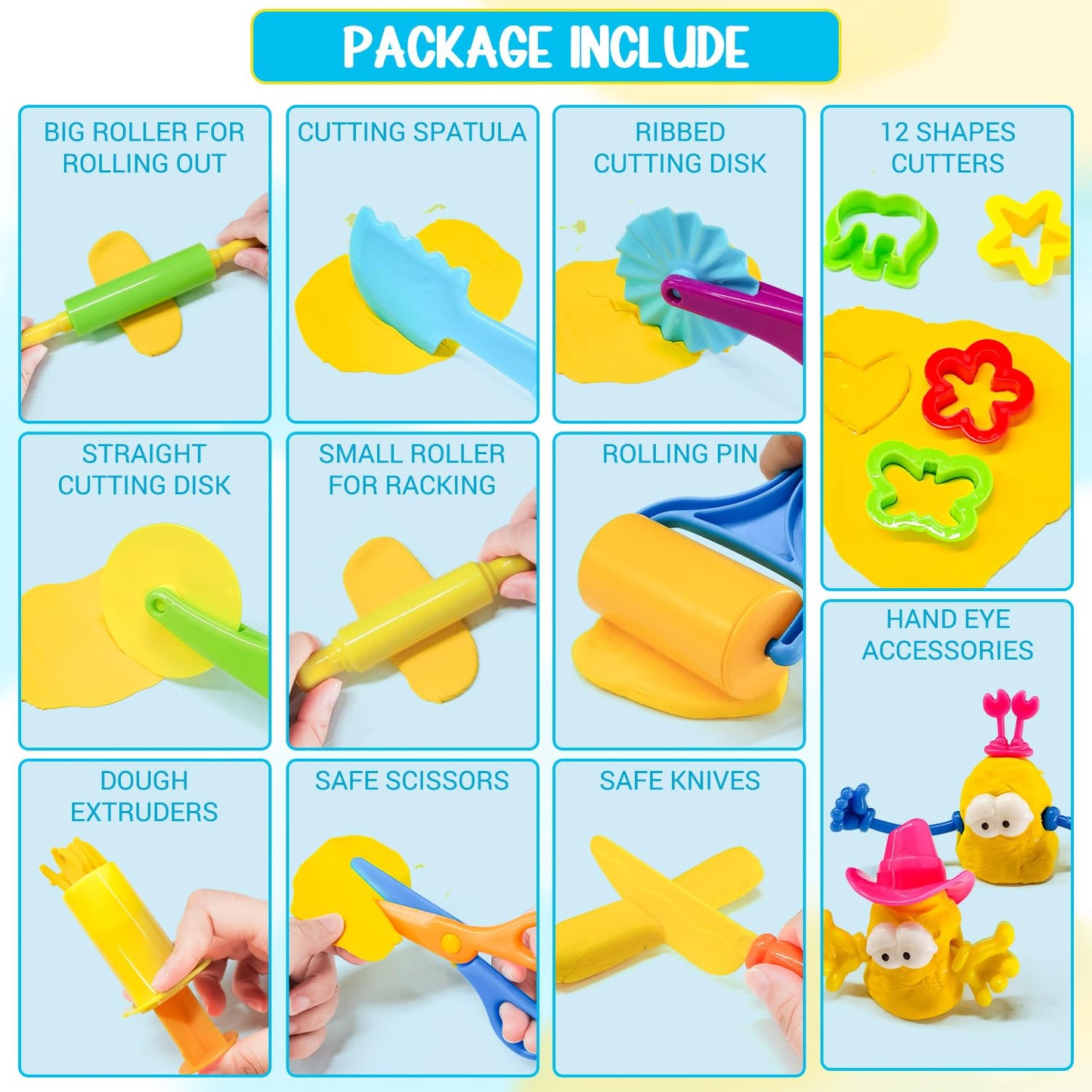 Playdough Tool Kit, 28 Pcs Basic Clay and Dough Tools Starter Set for Kids Ages 3+ Creative Play Accessories with Various Shape Molds & Cutters, Sensory Clay Toys Gifts for Back to School Christmas
