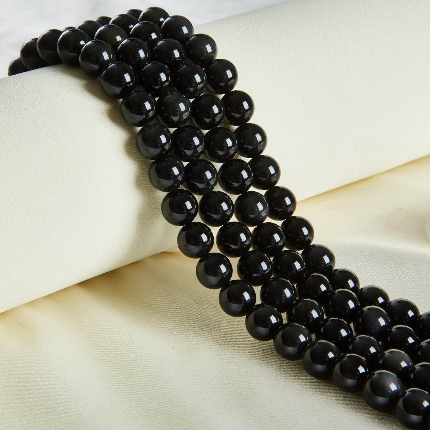 60pcs 6mm Black Obsidian Beads Natural Gemstone Beads Round Loose Beads for Jewelry Making