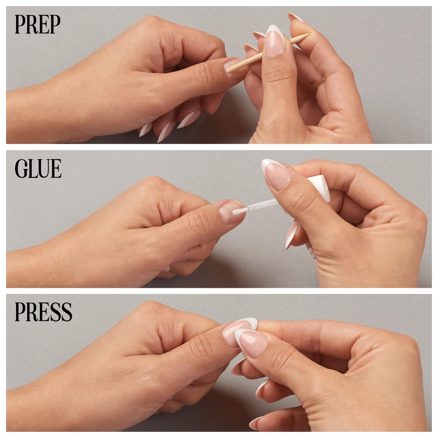 Lilac St - Press on Nails, Silver Lining (30 Nails, 15 Sizes) - Medium, Coffin, Glossy, Opaque - Brush On Nail Glue, Nail File, Cuticle Stick, Prep Pad - Cruelty Free, Vegan, Women Founded