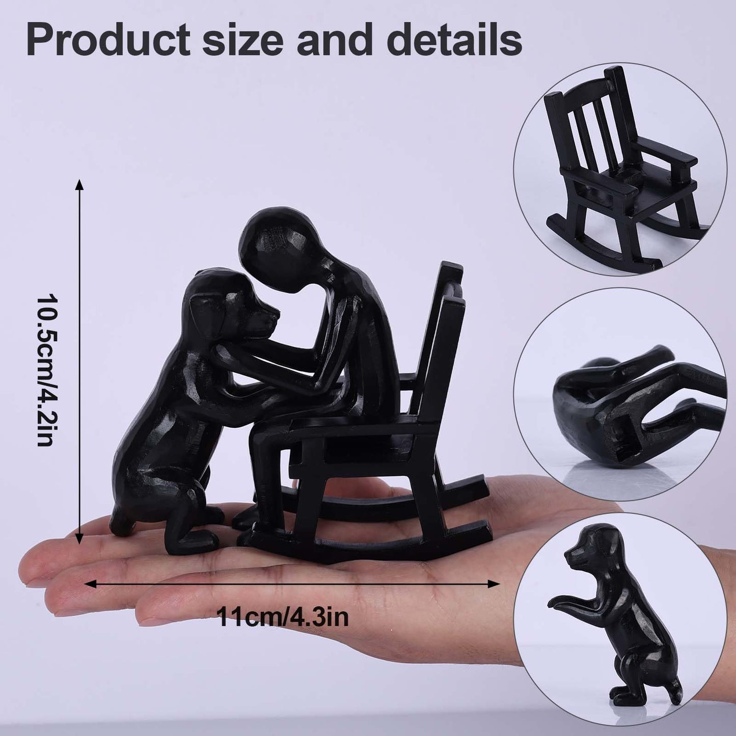 PlivBloom Dog Sculpture, Man and Dog Figurine Resin Small Statue Decor for Shelves Tabletop Bookcase Shelving, Cute Office Decor Gift for Dog Lovers Men, Cool Stuff to Put on a Shelf Console Table