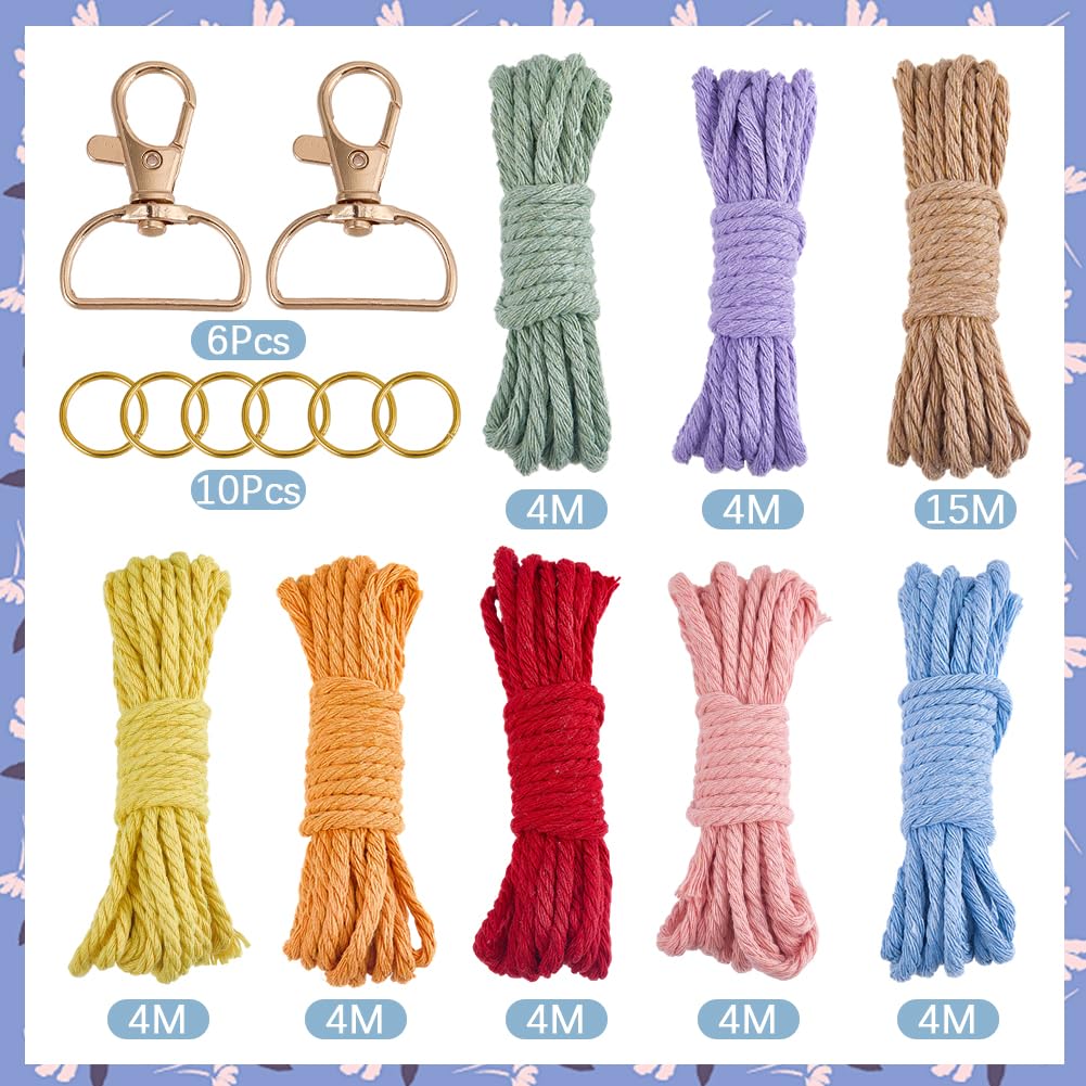SUNNYCLUE DIY 6 Sets Phone Charms Making Kit Phone Wrist Strap Macrame Keychain Bracelet Flower Keychains Cellphone Lanyard Boho Macrame Kits for Beginner Starter Smartphone Key Purse Bag Wallet