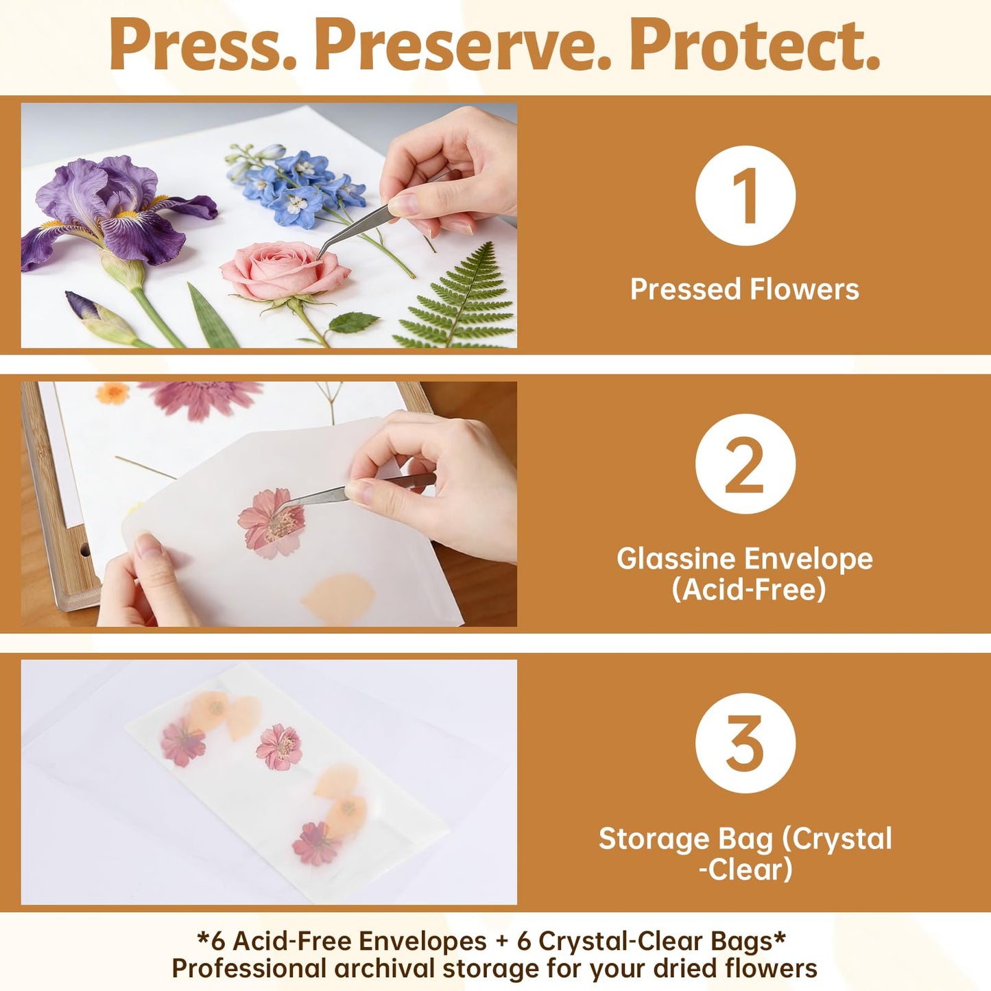 HomdMarket Spring Flower Press Kit - 12"x8" Wooden Press with 6 Layers & Even Pressure, Includes Tools & Archival Envelopes for Dried Flowers, Wedding, Resin Art