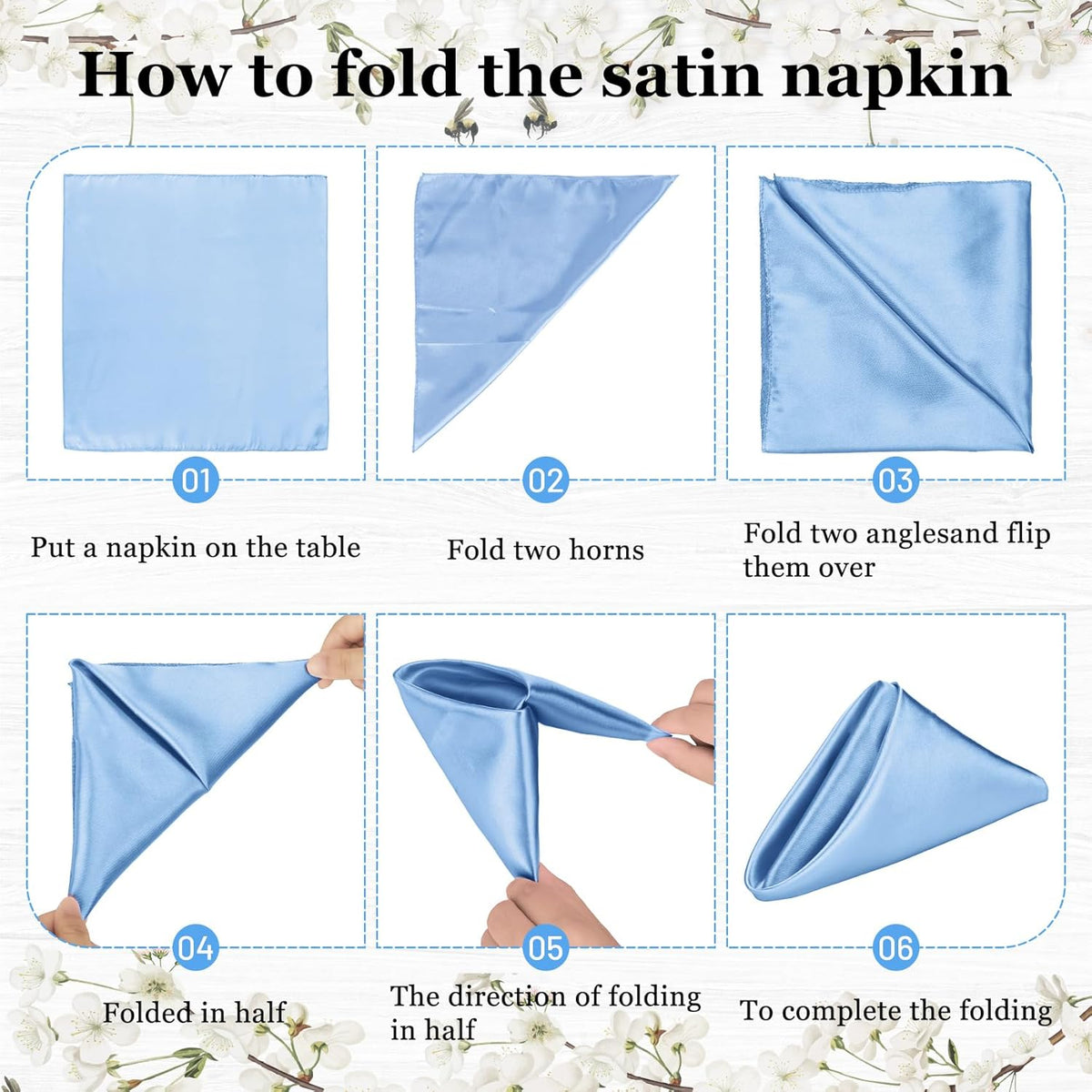 Bailarina 80 Pack Blue Mist Satin Napkins,17x17 Inches Wedding Napkins Square Soft Silky Table Napkins Bulk Decorative Elegant Cloth Napkin for Party Decoration, Banquet,Wedding,Graduation