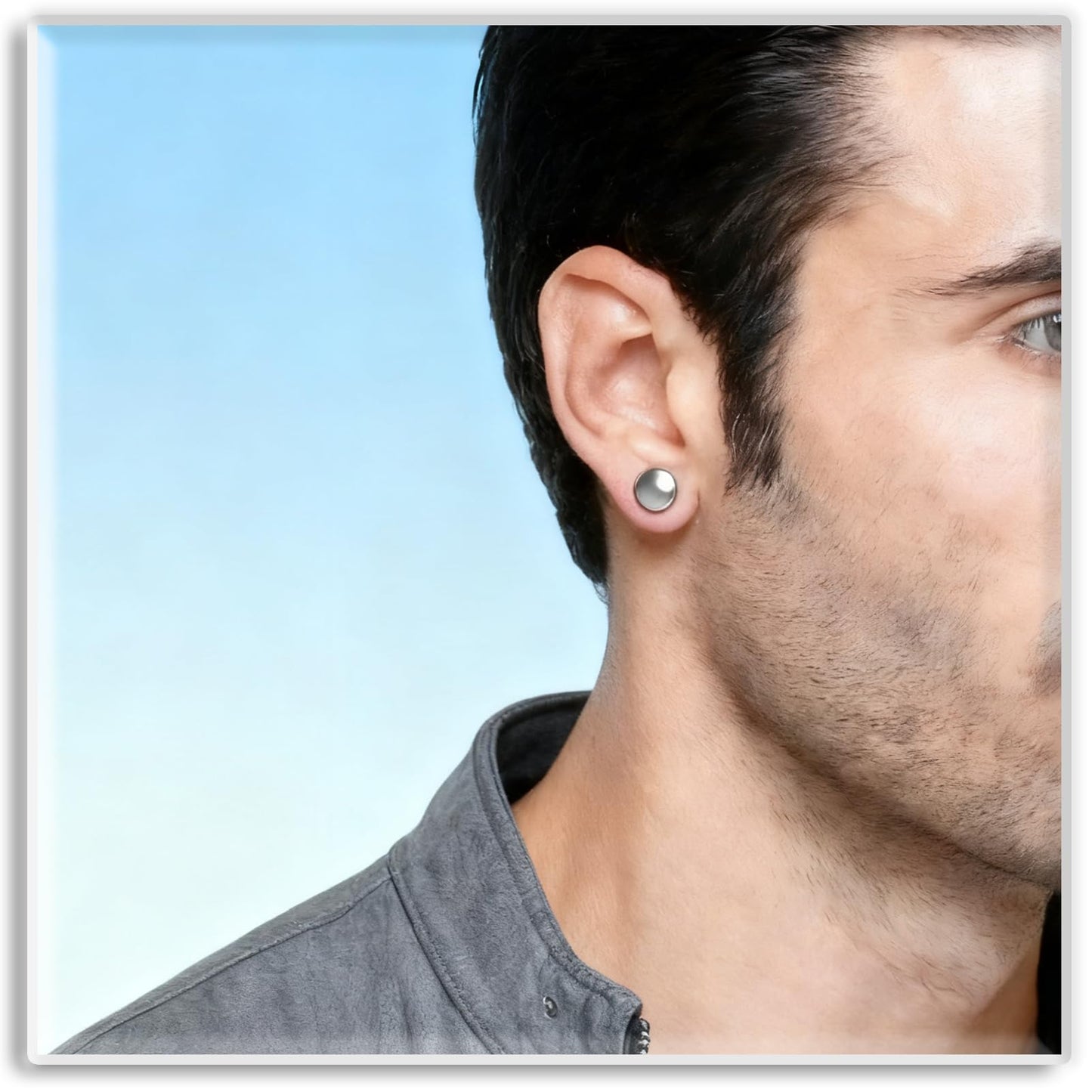 Xusamss Punk Body Piercing Titanium Steel Round Barbell Stud Earrings