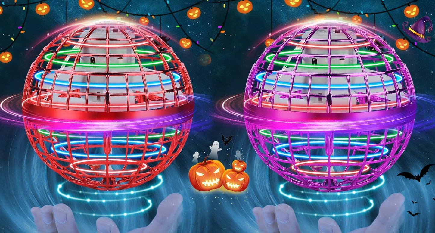 Flying Orb Ball Toys, Hand Controlled Flying Orb Magic Ball, RGB Led Lights Spinner, Drone Cool Toys Gift for 6 7 8 9 10 11 12+ Years Old Boy Girls Birthday 2-Pack