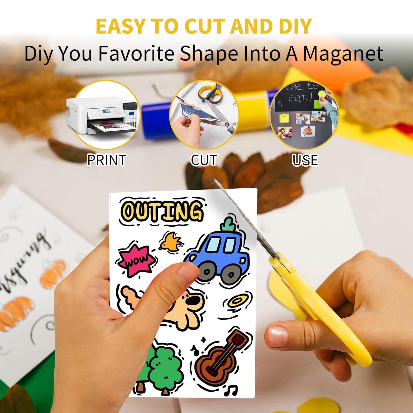 10Pcs Printable Magnetic Sheets 8.5x11 Inches for Inkjet Printers, Glossy White Magnetic Print Paper, 12mil Thickness, Flexible Magnet Photo Paper for Refrigerator DIY Crafts