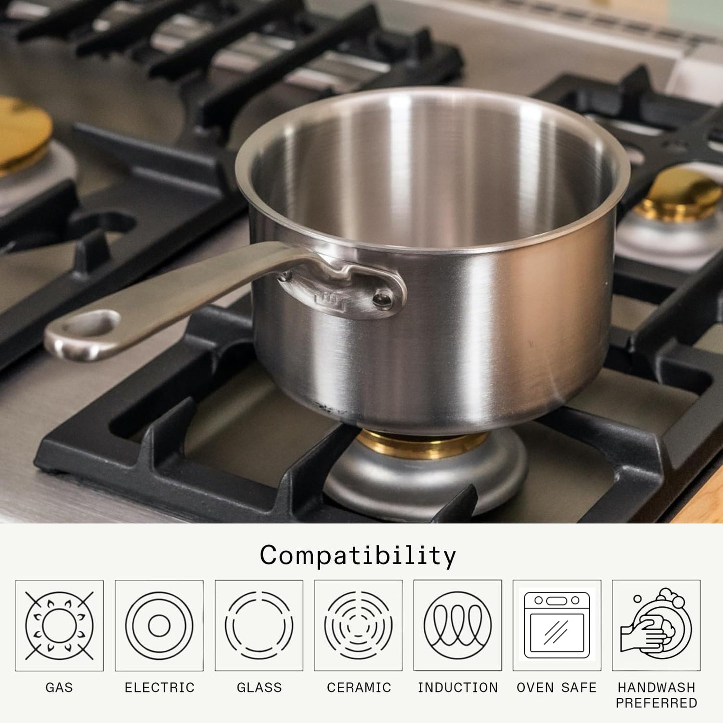 Made In Cookware - 2 Quart Stainless Steel Saucepan with Lid - 5 Ply Stainless Clad Sauce Pan - Professional Cookware - Crafted in Italy - Induction Compatible