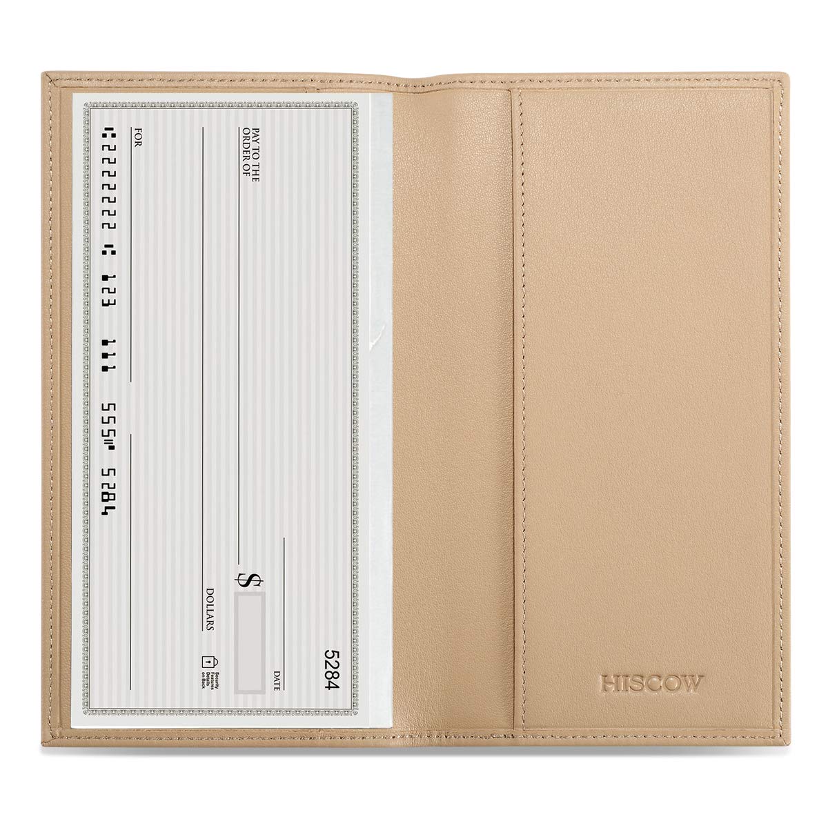 HISCOW Minimalist Checkbook Cover - Full Grain Leather (Premium Apricot)