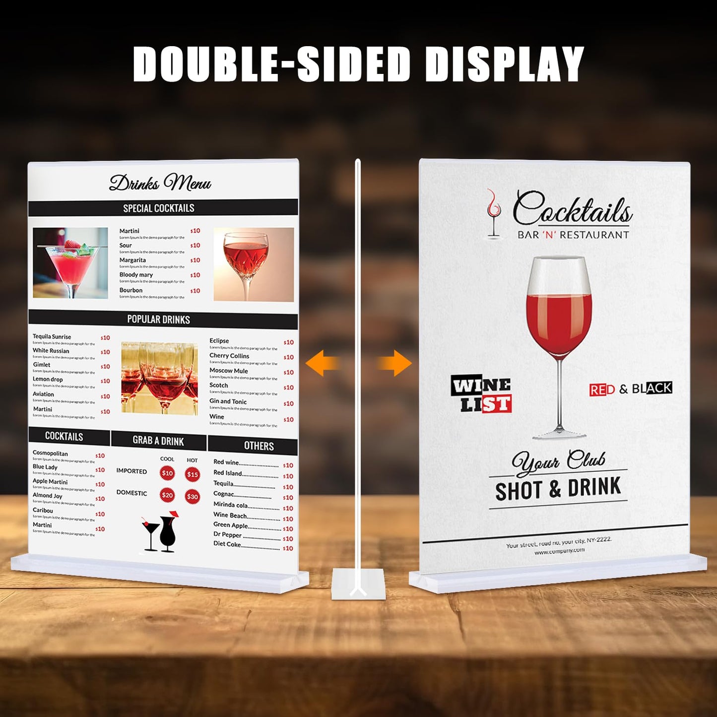 xydstay 12pack Acrylic Sign Holder 8.5 X 11, Vertical T Shape Clear Plastic Paper Sign Holder, Menu Holder Display Stand, FLyer Table Sign Holder for Restaurant, Office, School, Store and Home Use
