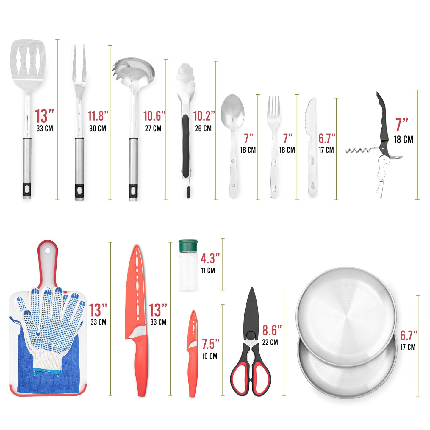 Fortitude21 Camping Gear, Cooking Set, 21pcs Accessories Cooking, Kitchen Camp & Organizer, Utensil Equipment, Tools Stuff Black
