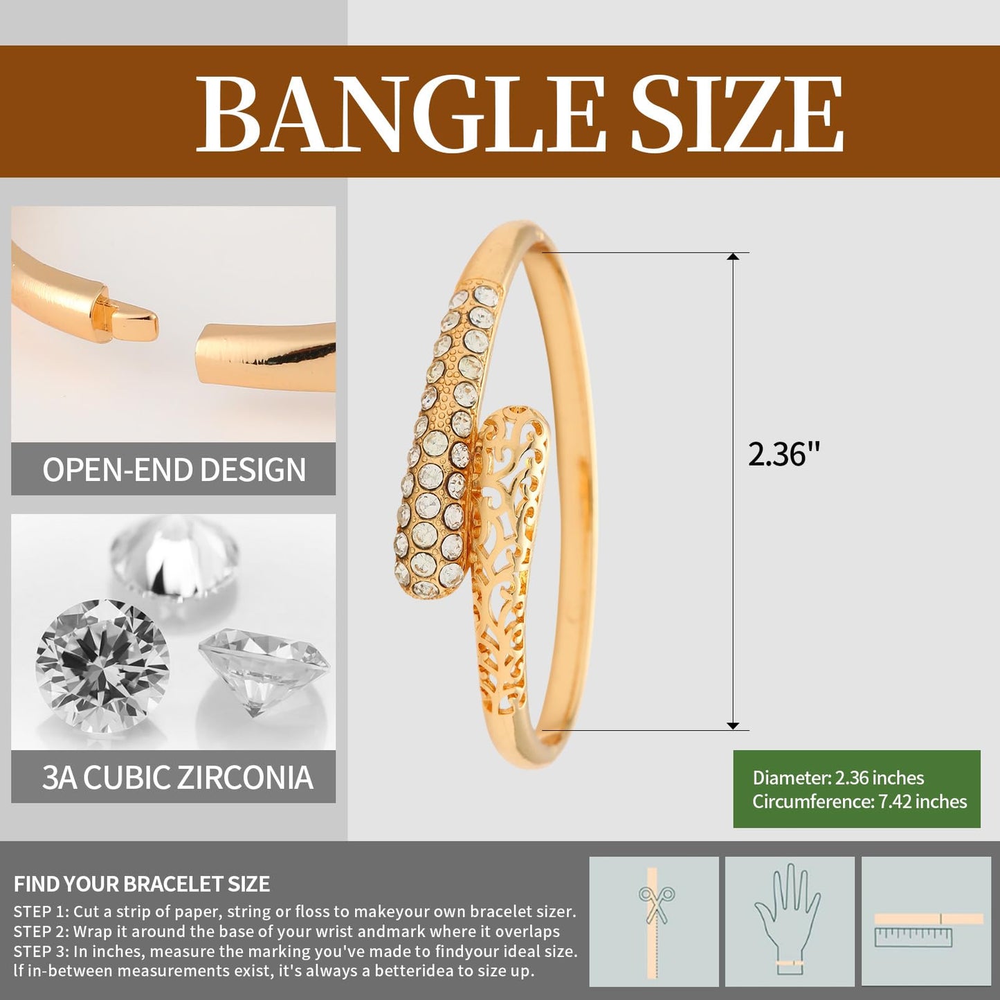 6PCS Gold Bangle Bracelet Set for Women, Light Luxury High-End Designer Style, Zinc Alloy with Cubic Zirconia, Stackable, Ideal Gift for Birthday Christmas Valentine's Day Mother's Day