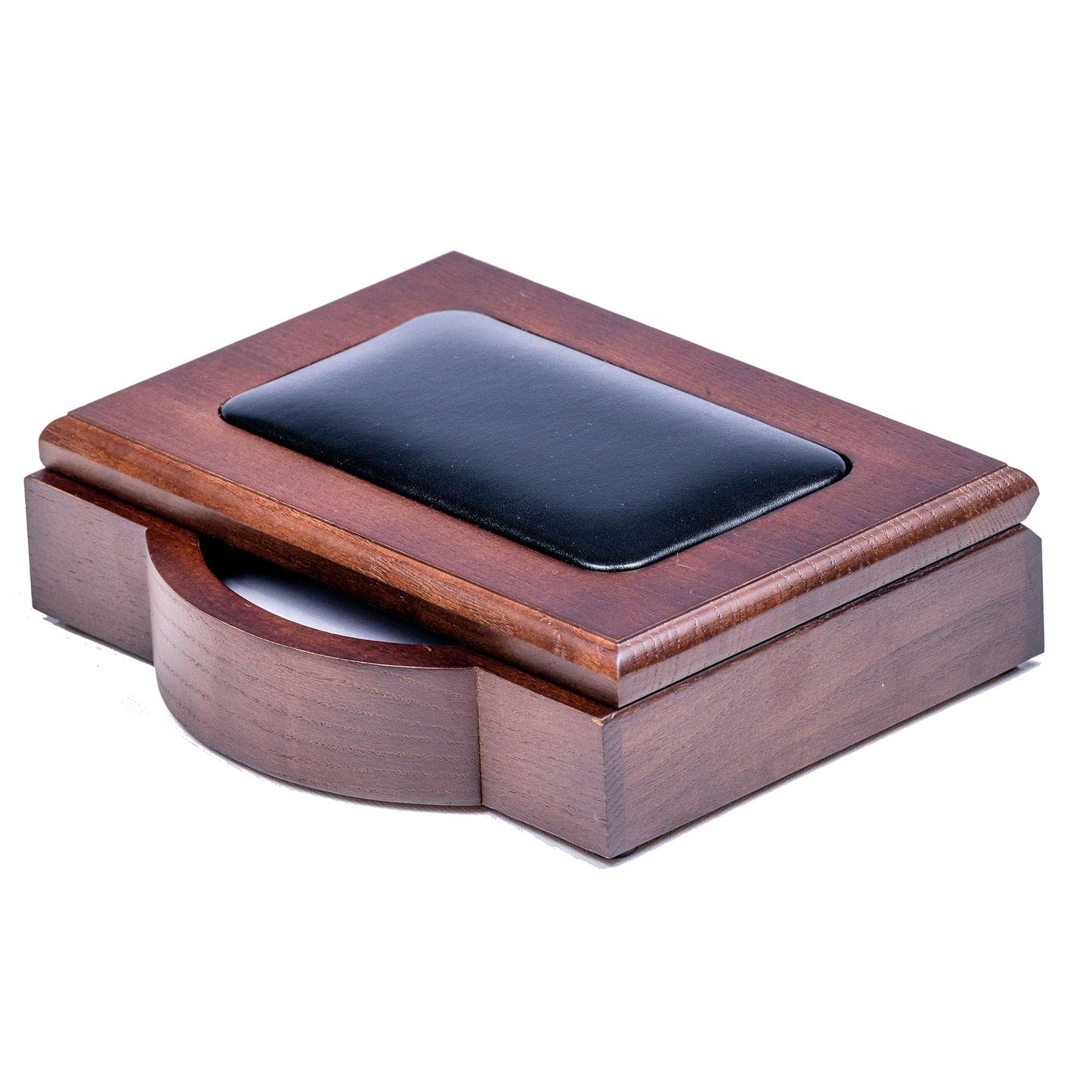 Dacasso Walnut and Black Leather Desk Set, 10-Piece, 34" x 20"