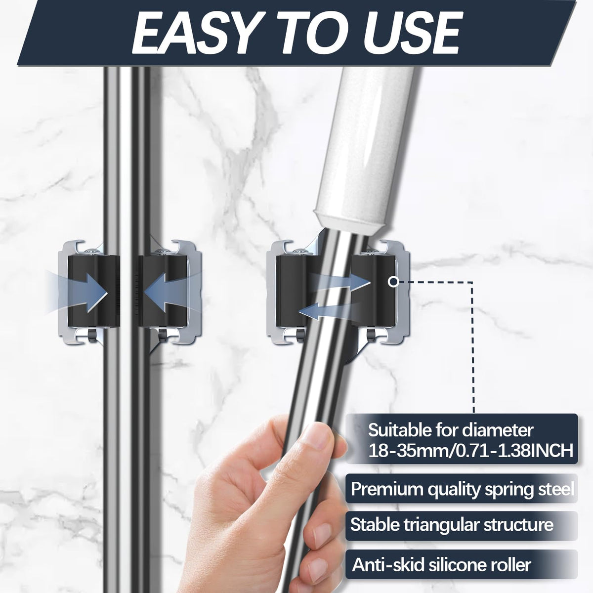 10 Pack Mop and Broom Holder Big Size Hanging 1 KG Extra (10 Count)