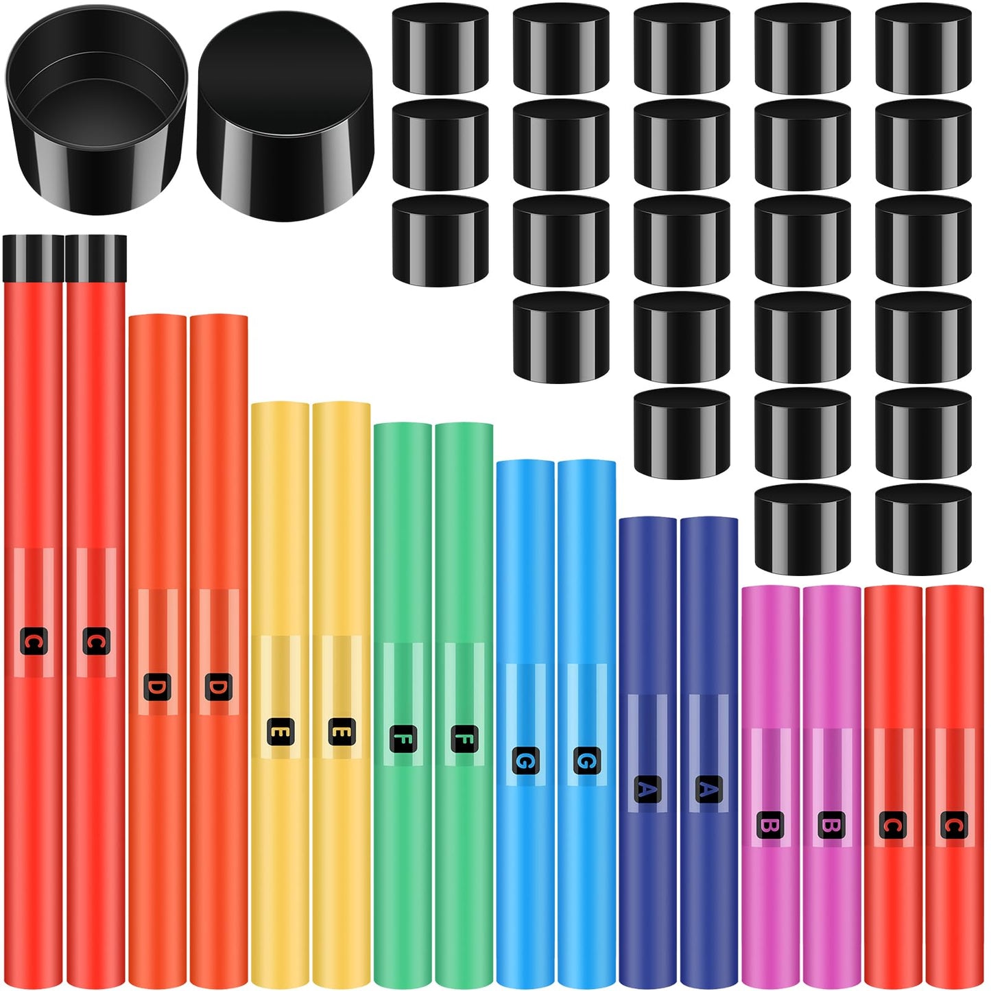 Silipull 16 Pcs Musical Sound Tube Percussion Tube Set with Percussion Caps Music Instruments for Outdoor Classroom