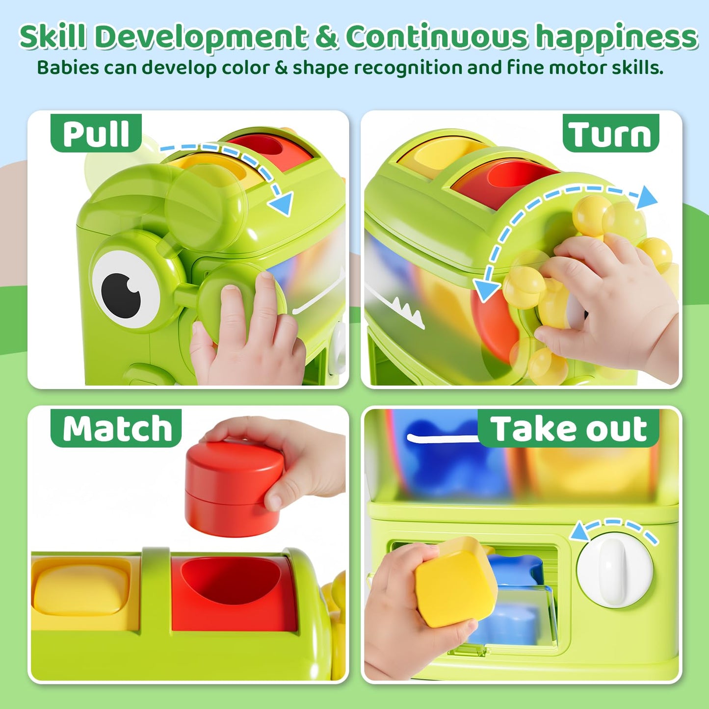 Aprilwolf Montessori Shape Sorter Learning Toys for 1 Years Old, Baby Toys 12-18 Months with 6 Sensory Shape Blocks, Developmental Infant Birthday Gifts for Toddler Age 1 2 3